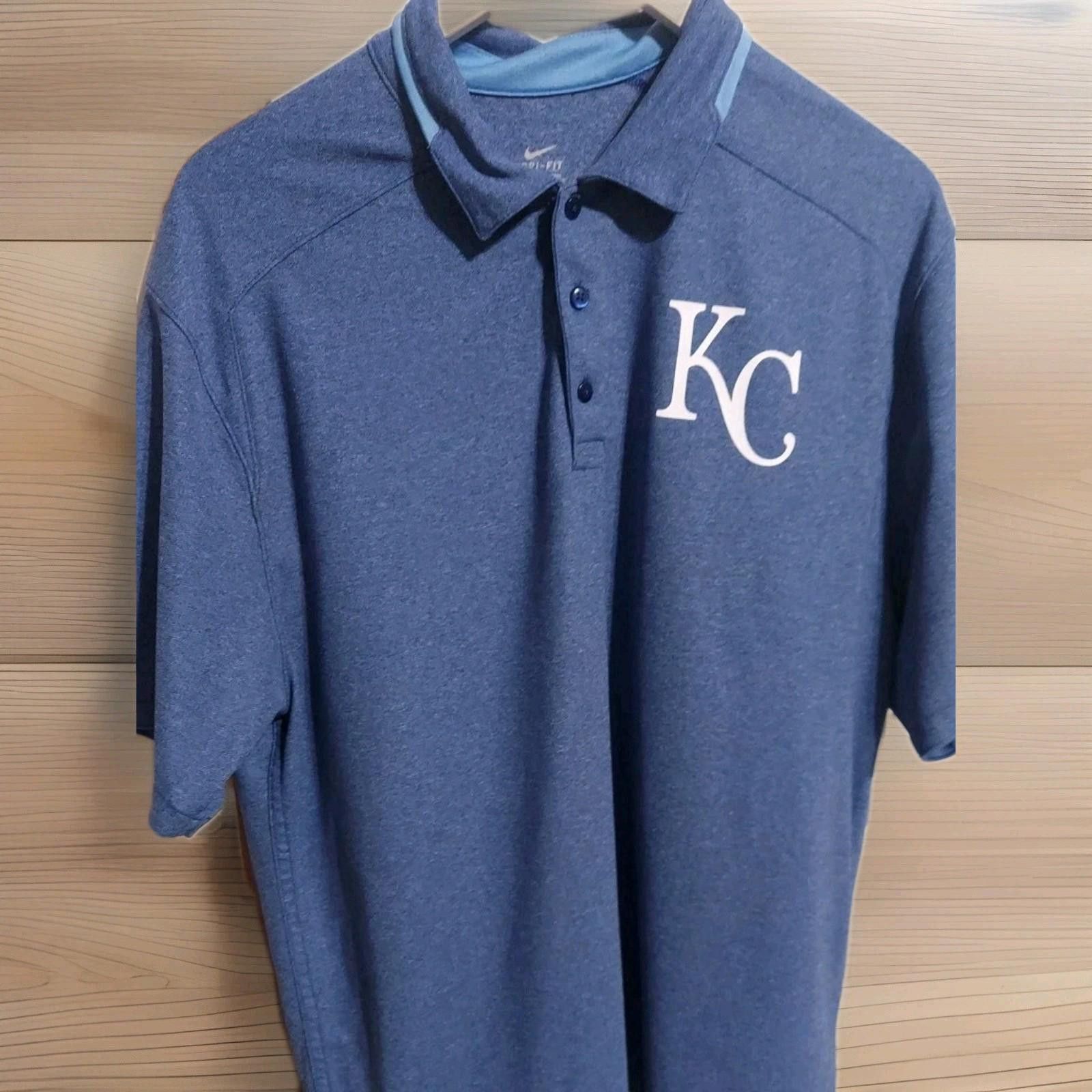 Nike KANSAS CITY ROYALS POLO L Dri Fit Cool Base Blue Size ONE SIZE - 1 Thumbnail