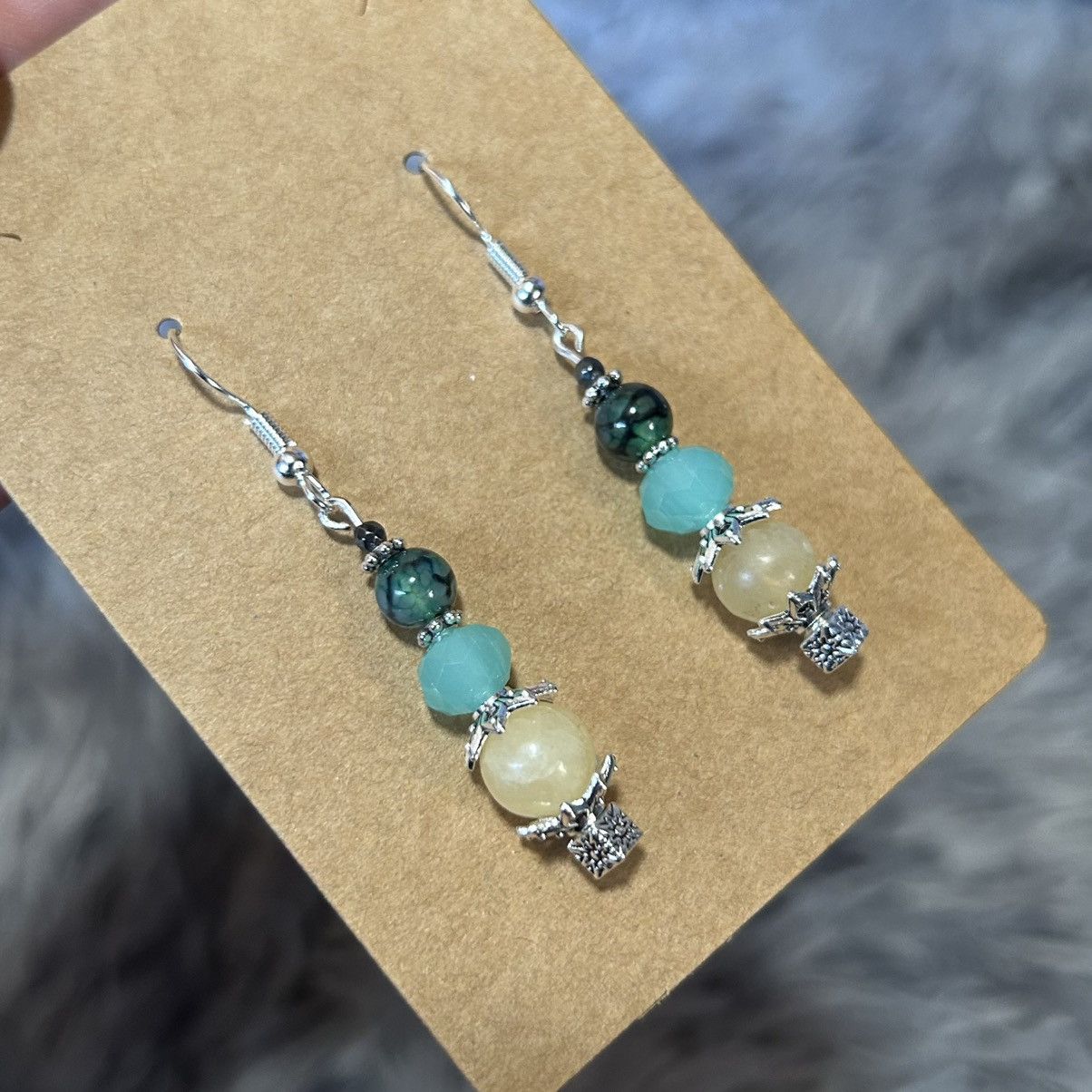 Handmade Handcrafted genuine orca agate dragon vein jasper earrings Size ONE SIZE - 1 Thumbnail