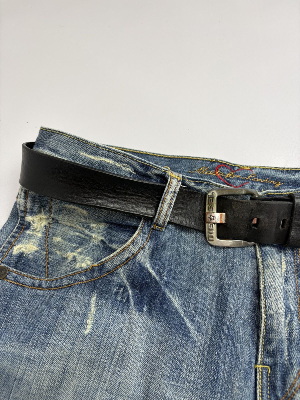 Diesel Vintage Diesel Belt Y2K Rhinestones Punk Leather size 34/36 Size 34 - 3 Thumbnail