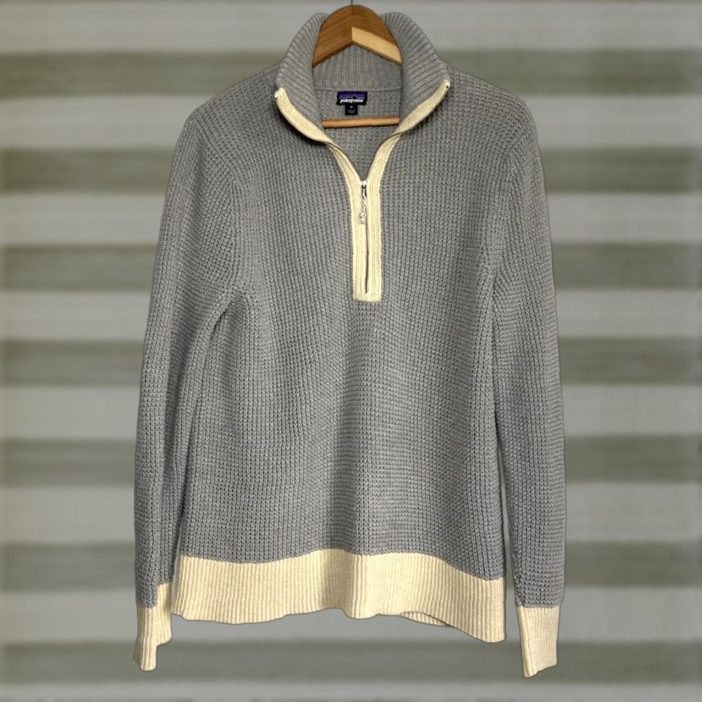 Patagonia Patagonia Women's Ponderosa Pine 1/4 Zip Sweater Drifter Grey M Knit Pullover 1/4 Zip Outdoors Winter Fall Spring Mens Womens Girls Boys Size M / US 6-8 / IT 42-44 - 1 Thumbnail