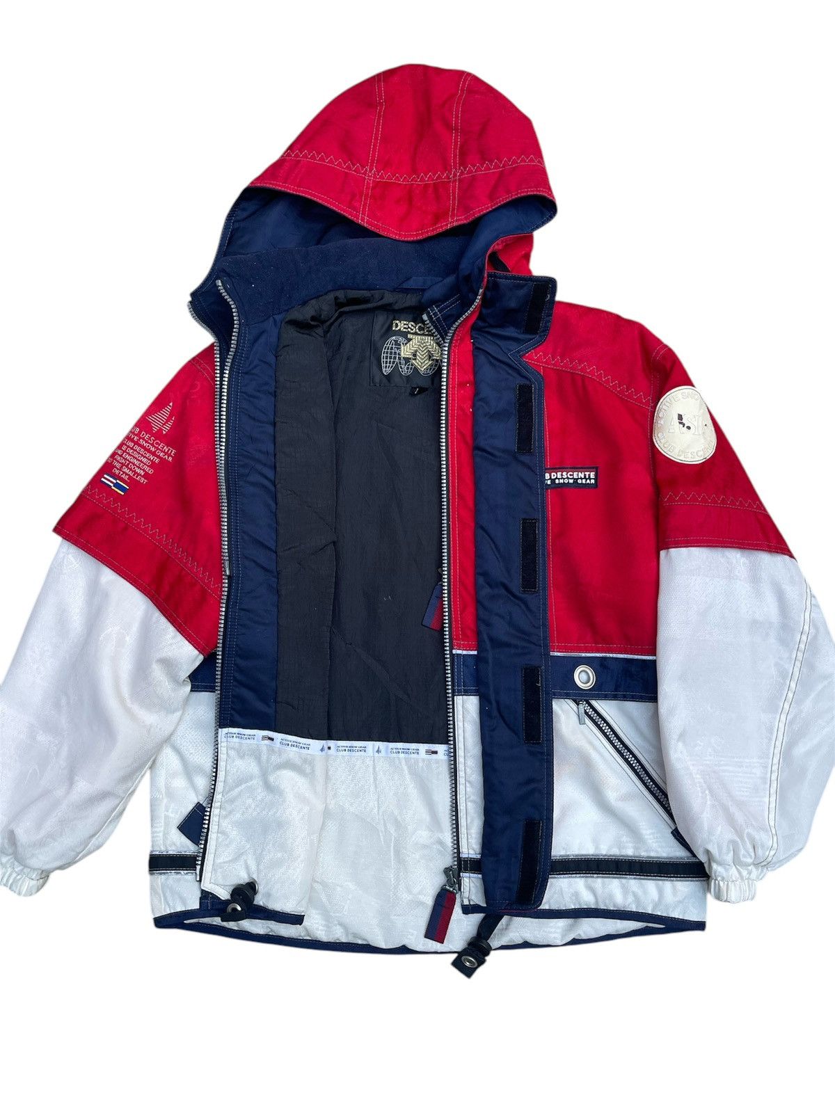 90s Descente Club Active Snow Jacket Colorblock Red White