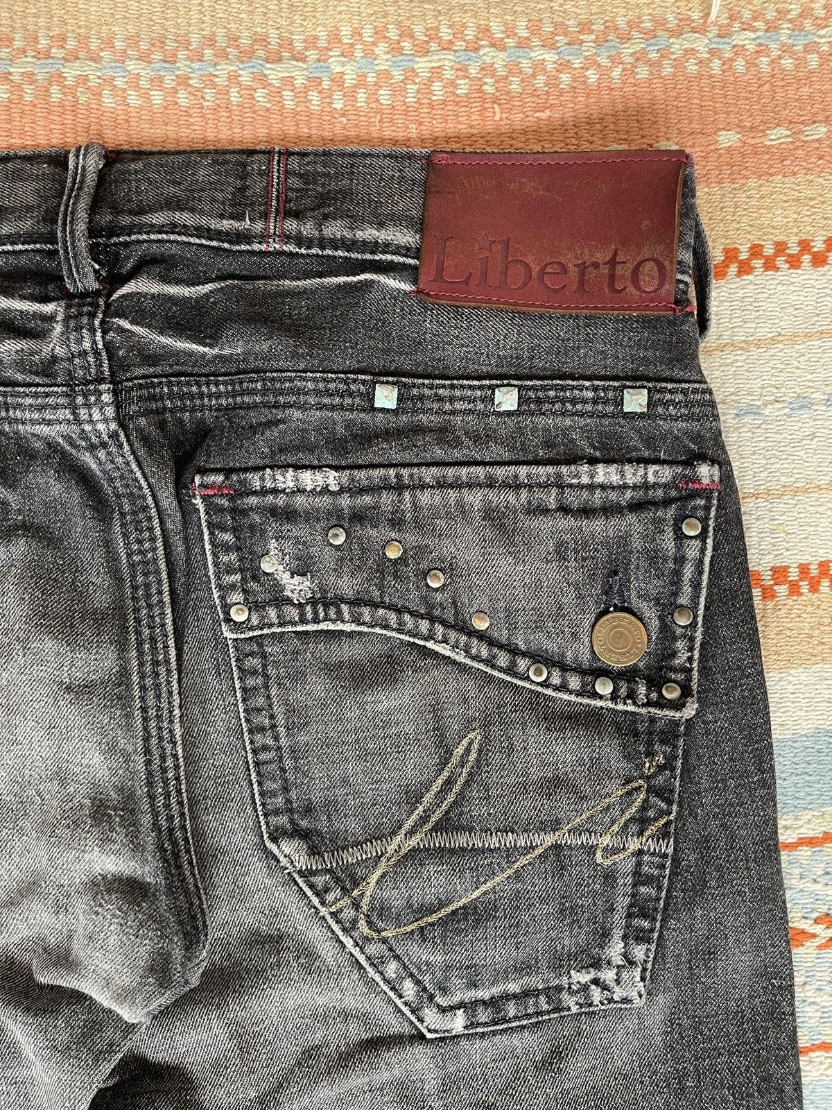 Cout de la Liberte Vintage🔥LIBERTO🔥Distressed Patchwork Denim Size US 36 / EU 52 - 13 Thumbnail
