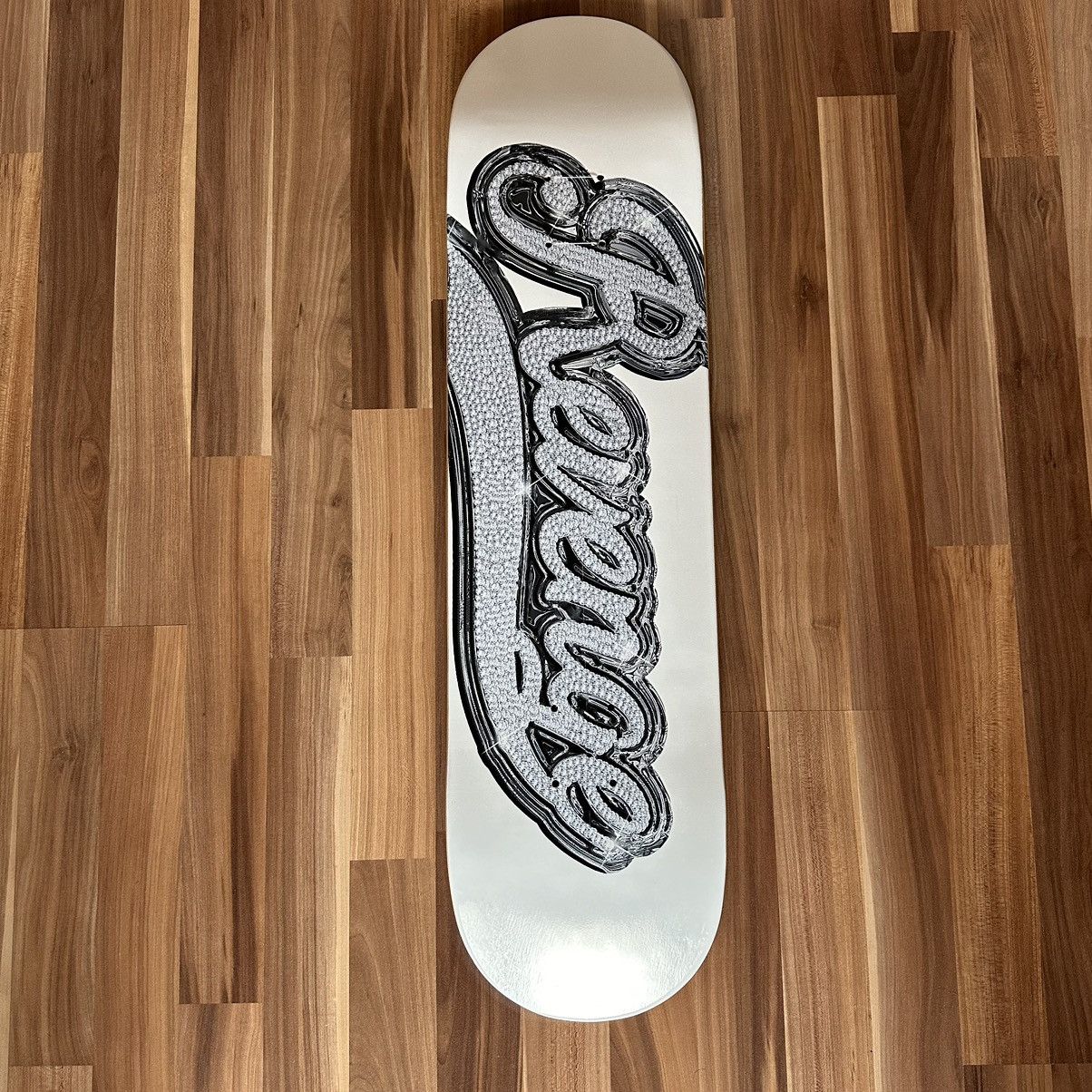 image of Revenge Bling Logo Skate Deck in White, Men's