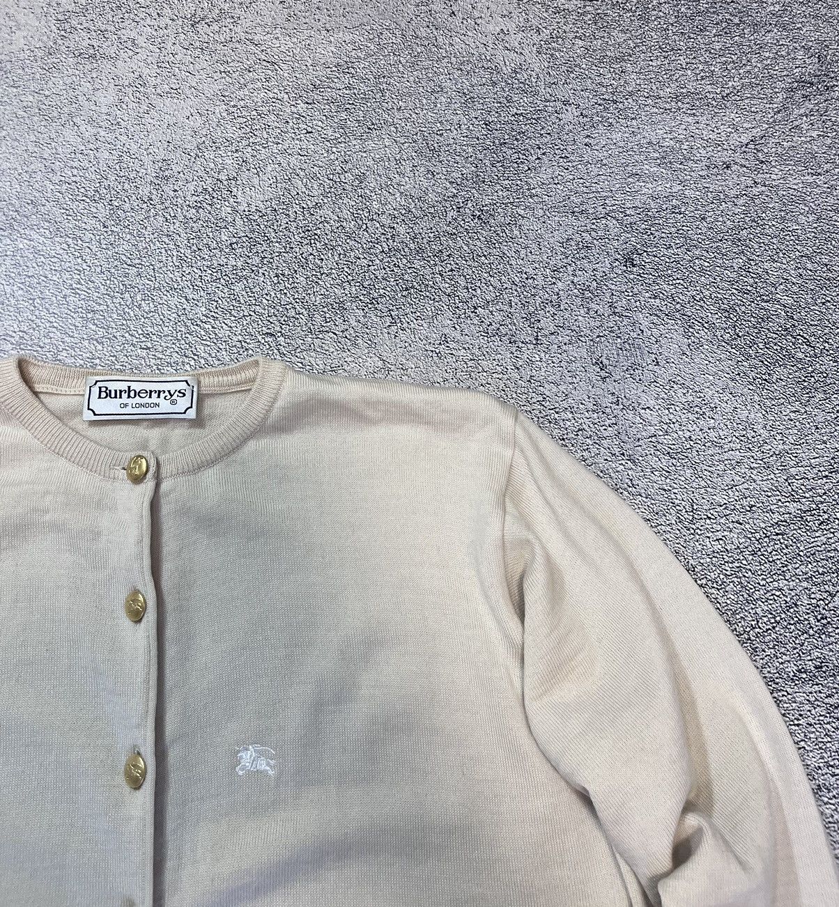 Burberry Burberrys Women Cardigan Beige Wool Vintage Gold Button Logo Size XL / US 12-14 / IT 48-50 - 5 Thumbnail