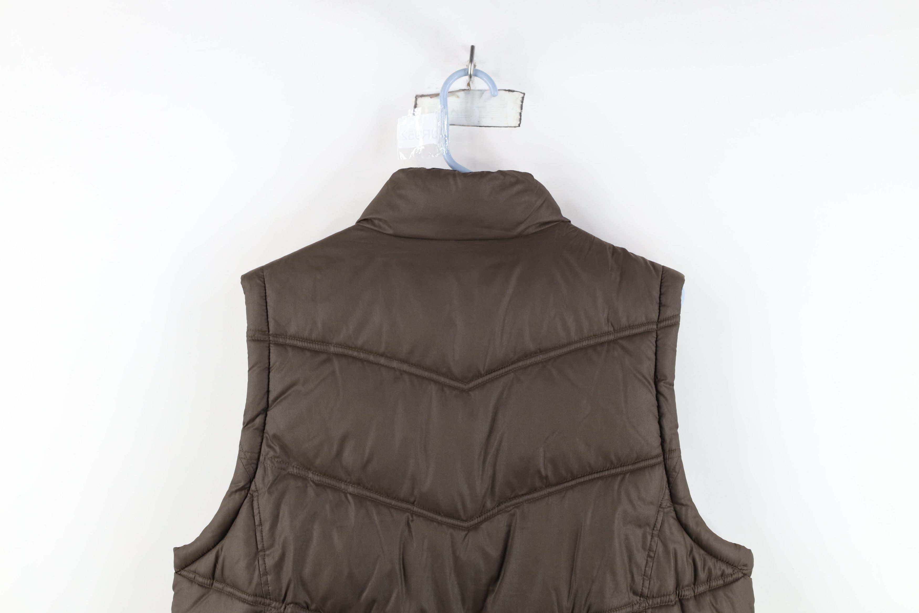 Vintage Y2K Gap Blank Full Zip Puffer Vest Jacket Brown
