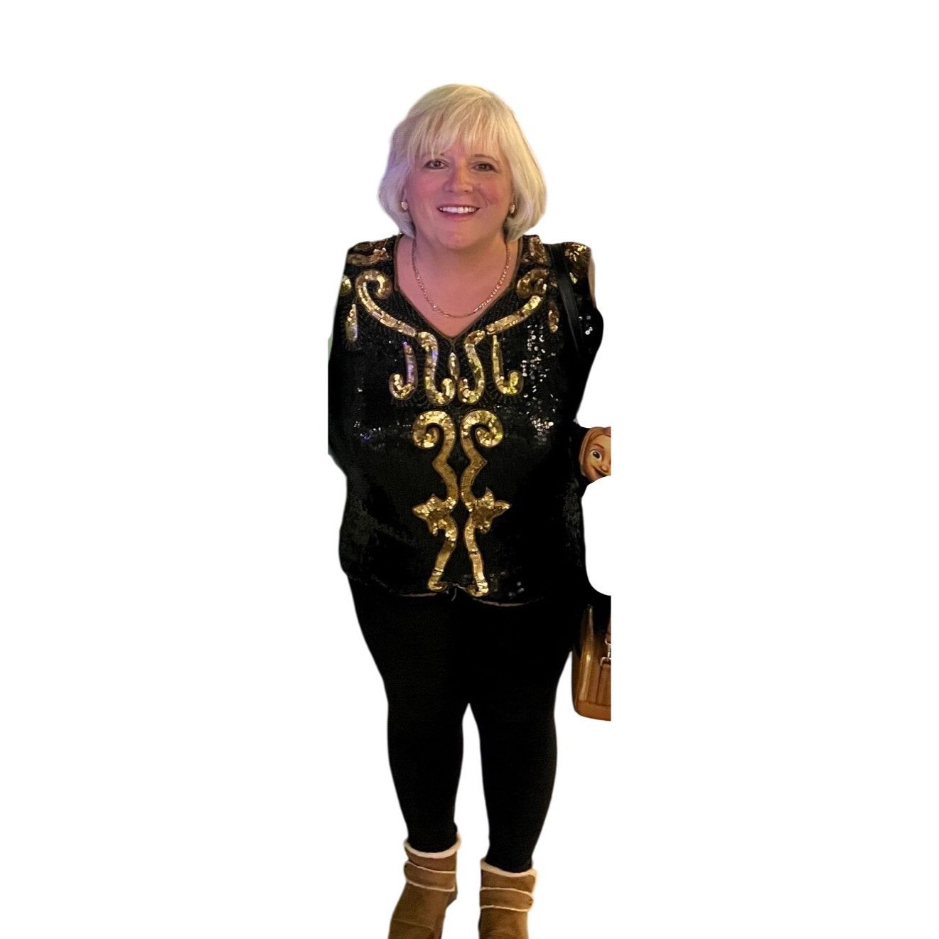 Vintage Vintage Royal Feelings Sequin Top Gold Black 4X 100% Silk Sh Size 4XL / US 24-26 - 7 Thumbnail