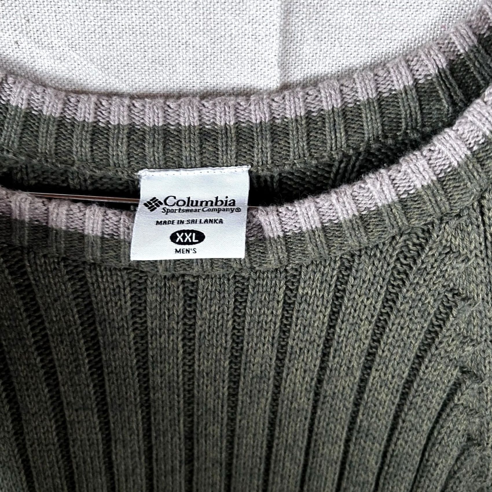 Olive Columbia Mens XXL Olive Green Ribbed Raglan Crewneck Heavy Knit Pullover Sweater Size US XXL / EU 58 / 5 - 2 Thumbnail