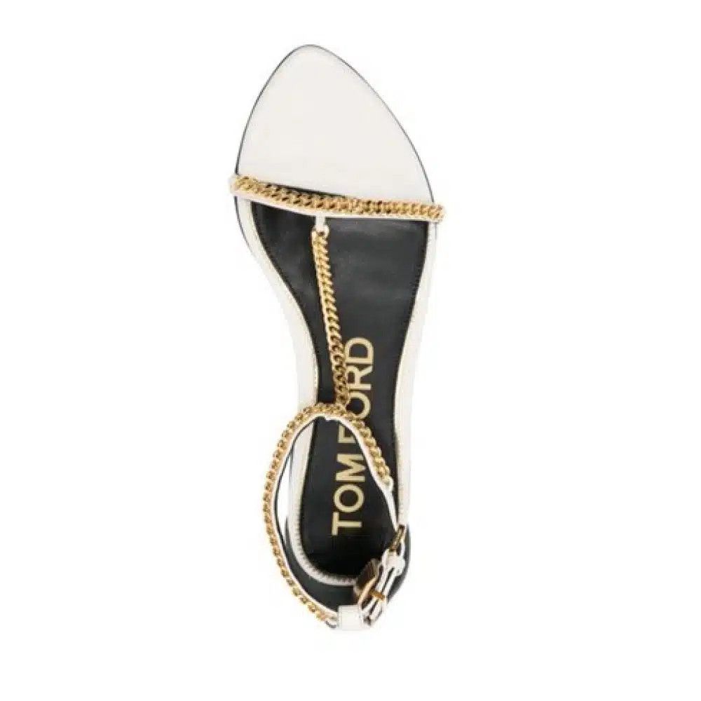 Tom Ford o1loc1c0325 W3218 Leather Chain Flat Sandals in White Size US 8.5 / IT 38.5 - 2 Thumbnail