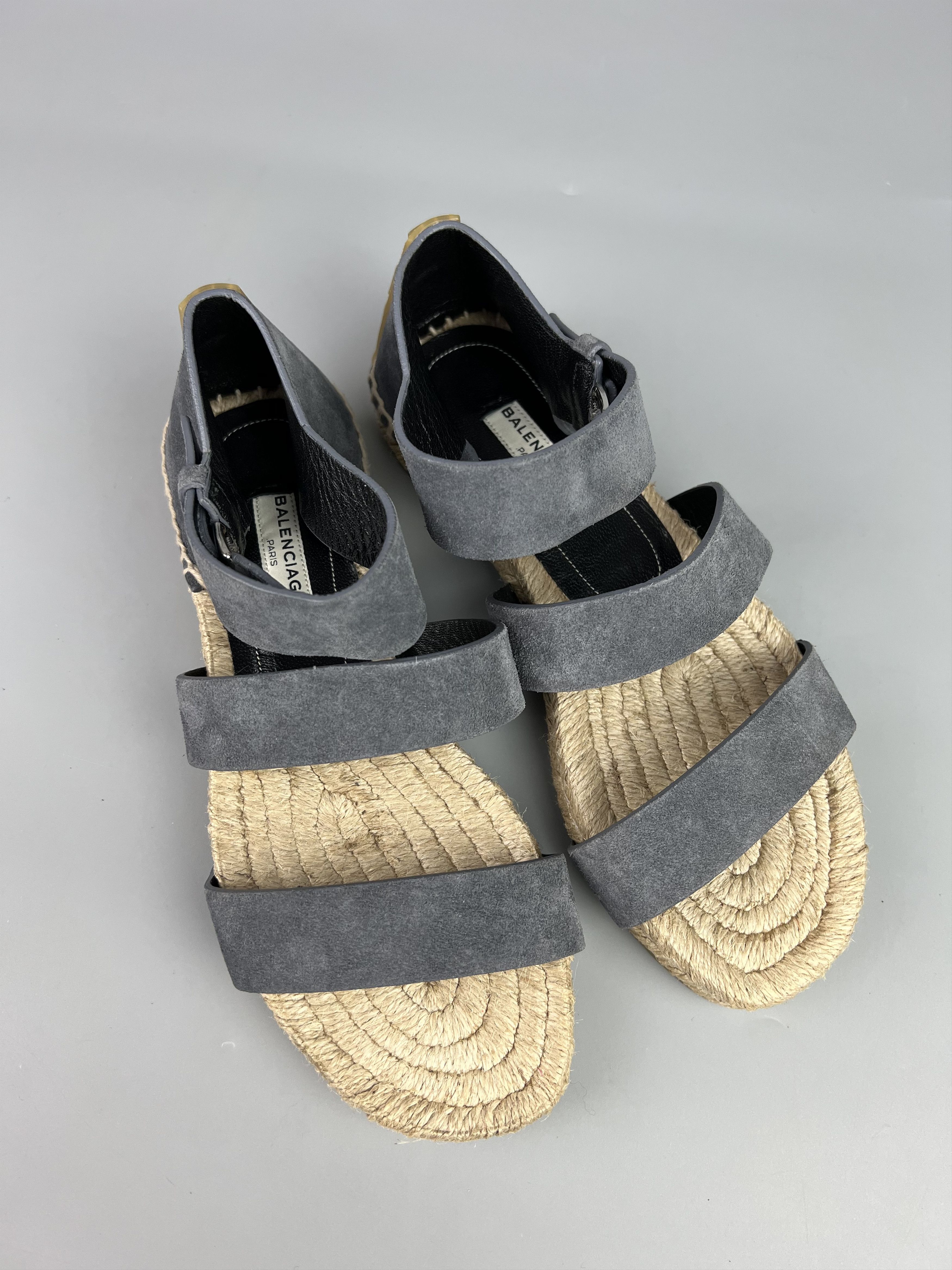 Balenciaga Gray Suede Leather Sandals Size 37