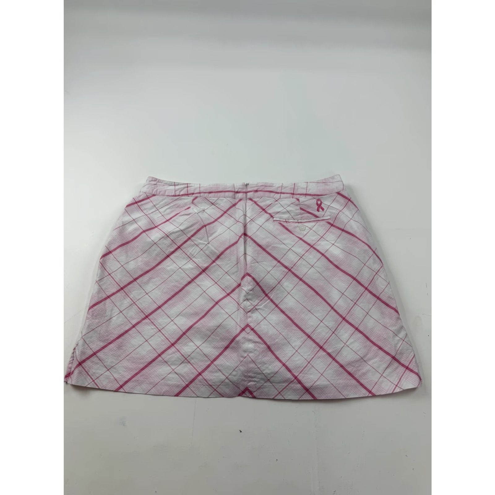 Pinko Lady Hagen Skort Womens 16 Pink Plaid Golf Athletic Built-In Shorts Pink Ribbon Breast Cancer Awareness Pink Plaid Short Skort Womens 16 Size 38" / US 16 / IT 52 - 5 Thumbnail