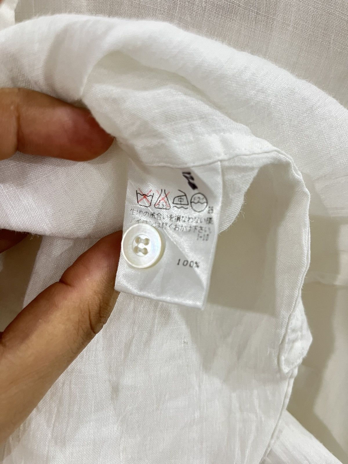 Issey Miyake × Japanese Brand × Vintage Issey Miyake Button Up White Long Sleeve 100% Linen Shirt Size US S / EU 44-46 / 1 - 6 Thumbnail