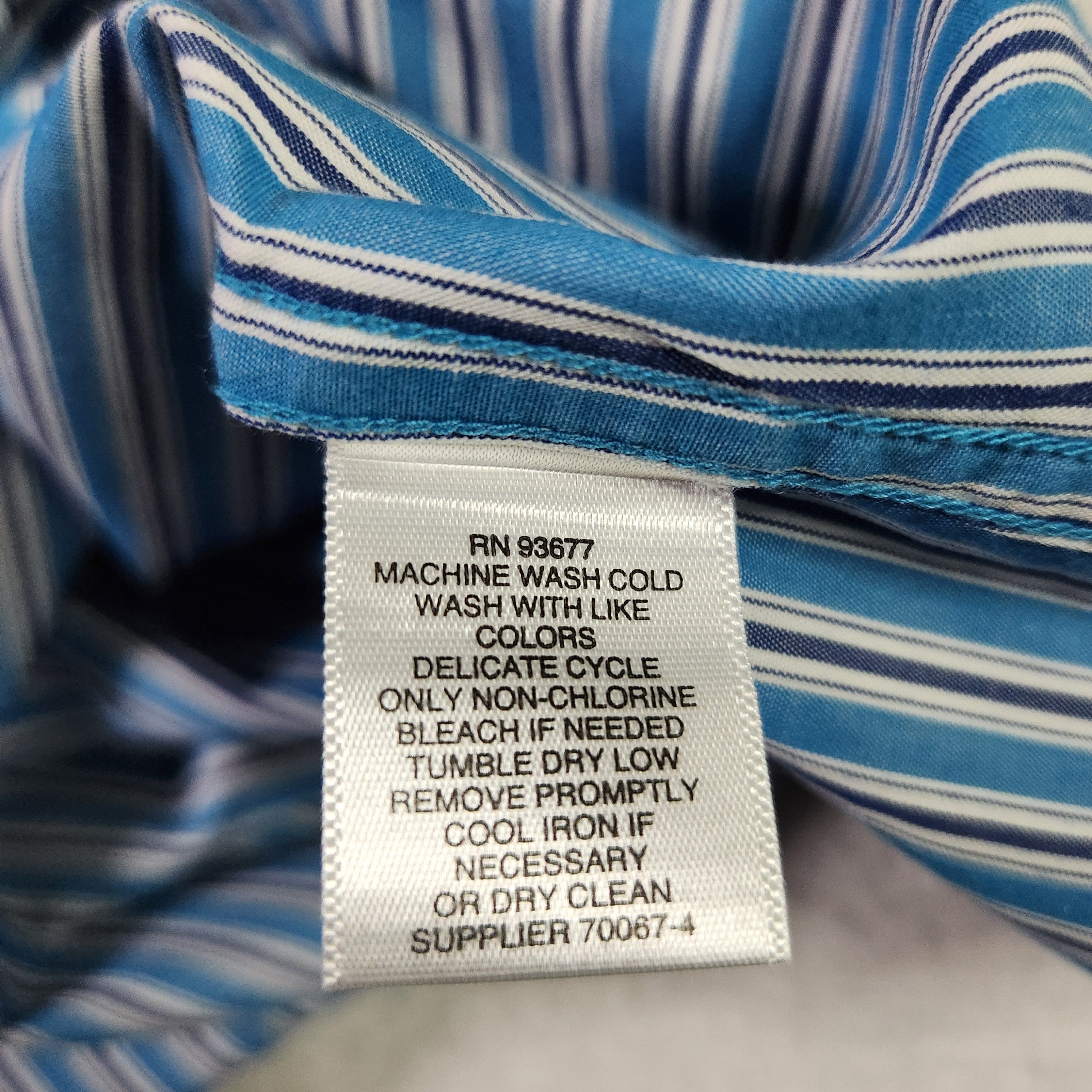 Liz Claiborne Claiborne VINTAGE Striped Shirt XL Blue Short Sleeve Button Size US XL / EU 56 / 4 - 6 Thumbnail