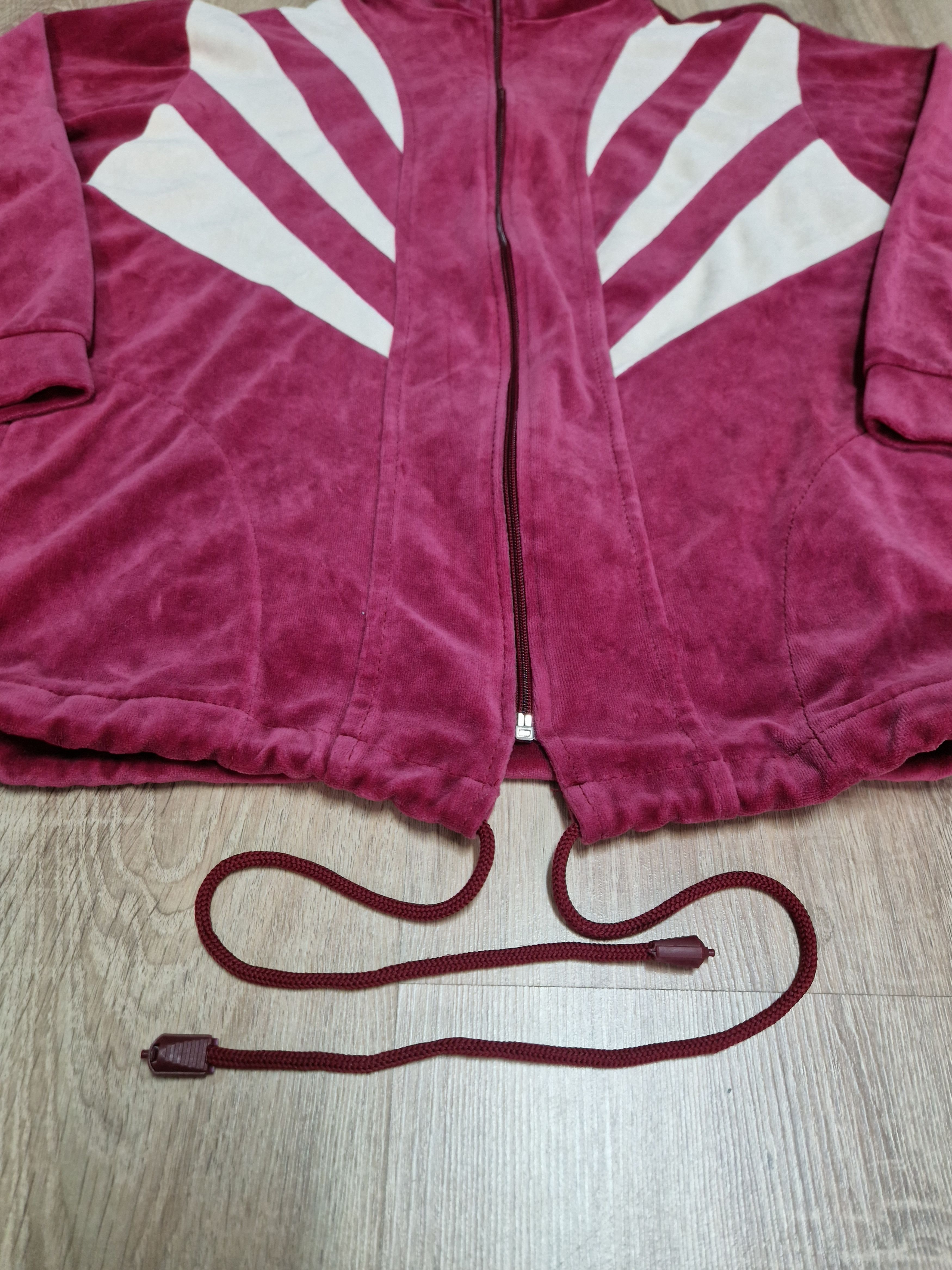 Other Vintage 80s 90s Velour Geometric Track Jacket Maroon M Size M / US 6-8 / IT 42-44 - 4 Thumbnail