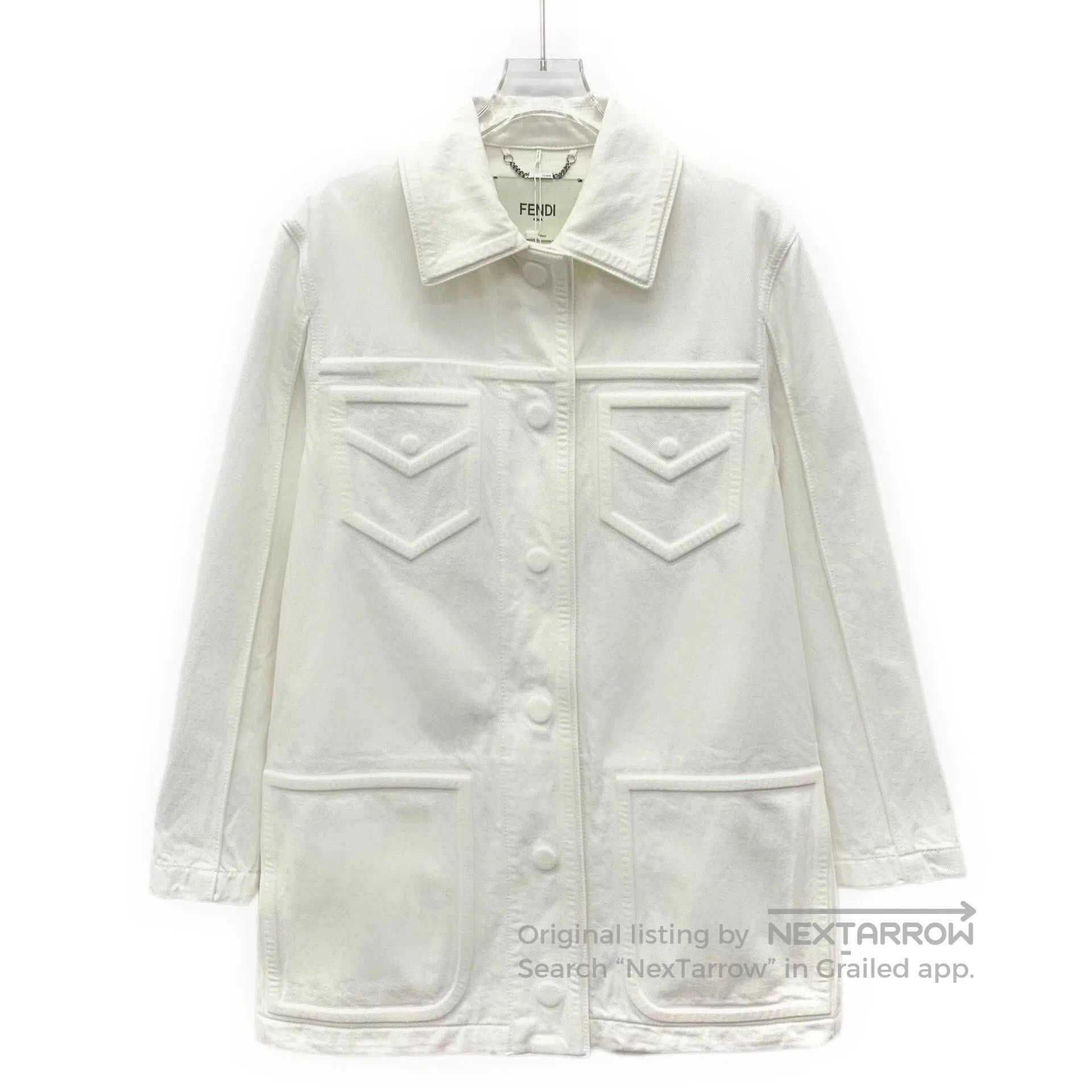 Fendi fendi white pocket embossed cotton jacket. Size US XS / EU 42 / 0 - 1 Thumbnail
