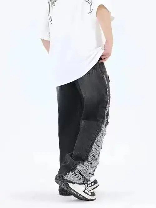 VIBE Baggy distressed black jeans Size US 34 / EU 50 - 2 Thumbnail