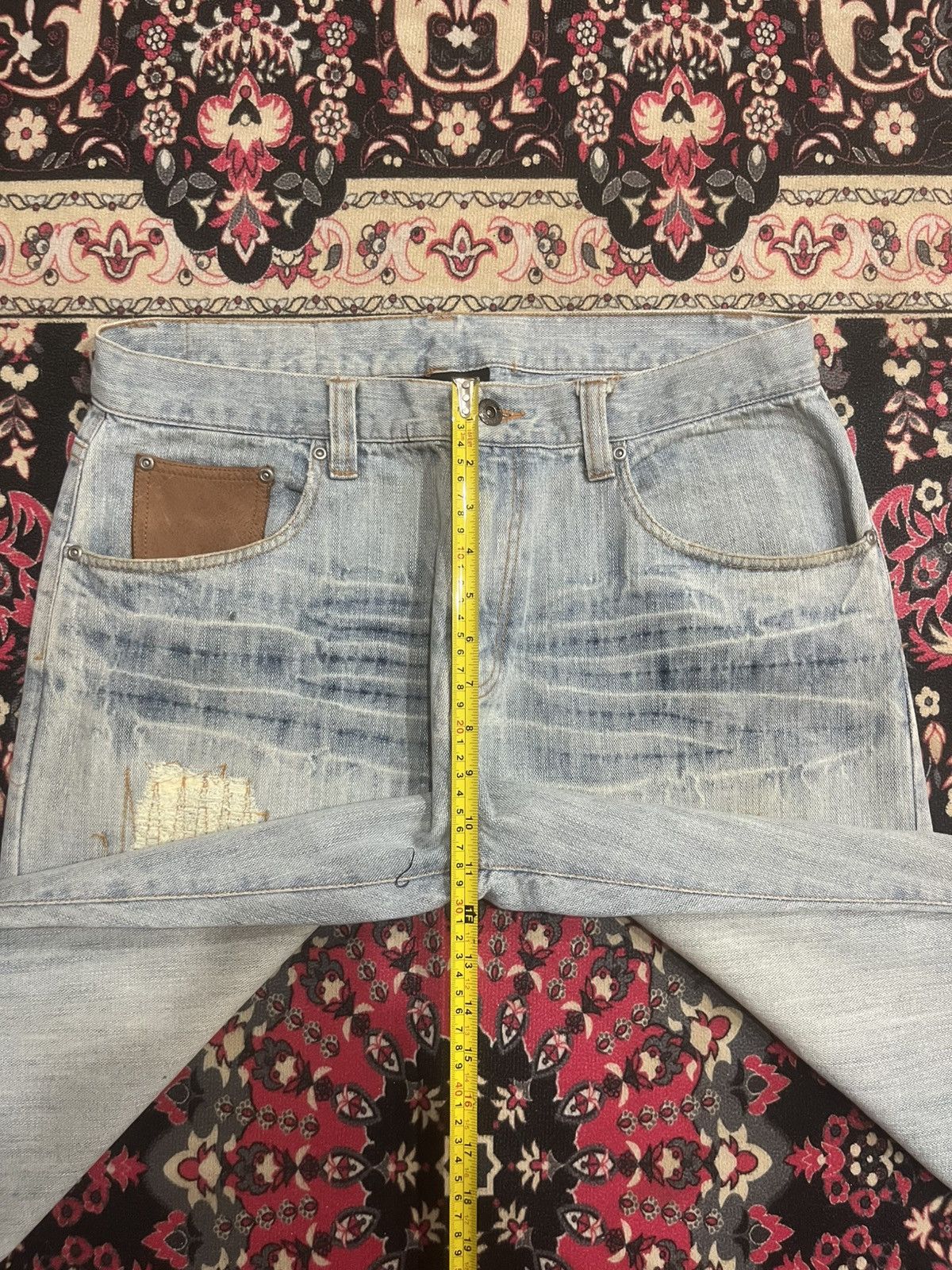 Japanese Brand Vintage Fourseason Light Blue Whisker Distressed Grunge Jean Size US 33 - 12 Thumbnail