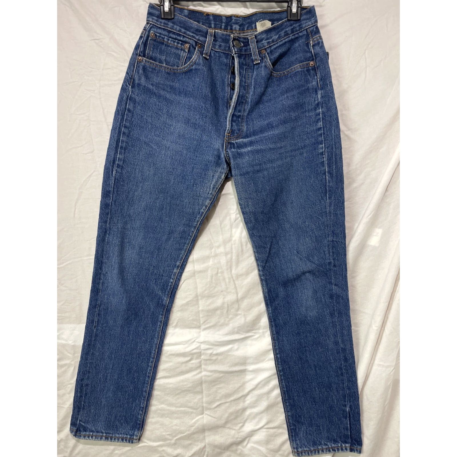Levi's VINTAGE Levi's 501 Jeans Mens 30x29 Dark Wash Denim Made In USA 80s Batwing Jeans 501 Series Classic Style Mens 80s USA Batwing Size US 30 / EU 46 - 2 Thumbnail