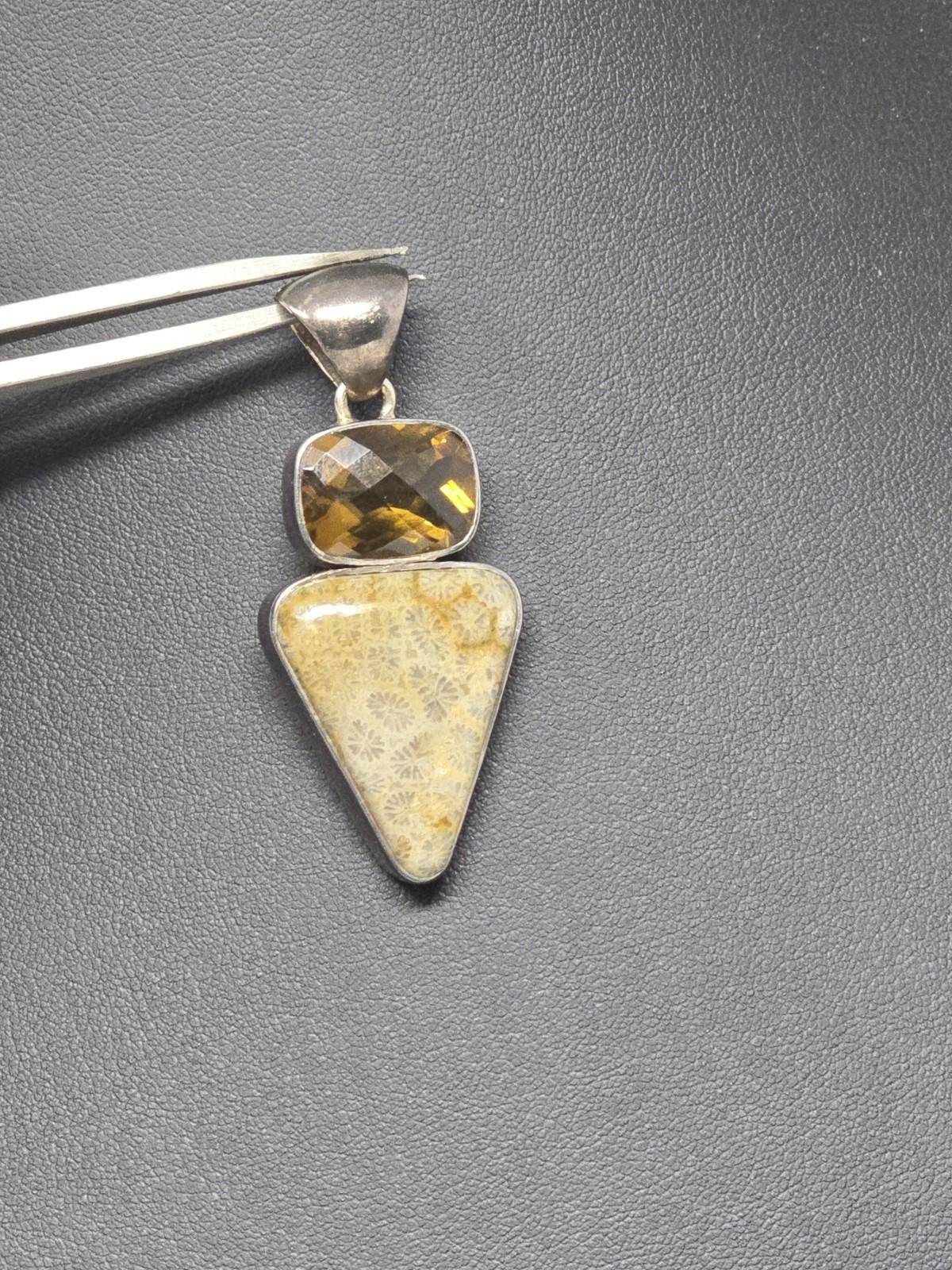 Other Sajen SJ 925 Silver Fossil Coral Orange Garnet Pendant Size ONE SIZE - 8 Thumbnail