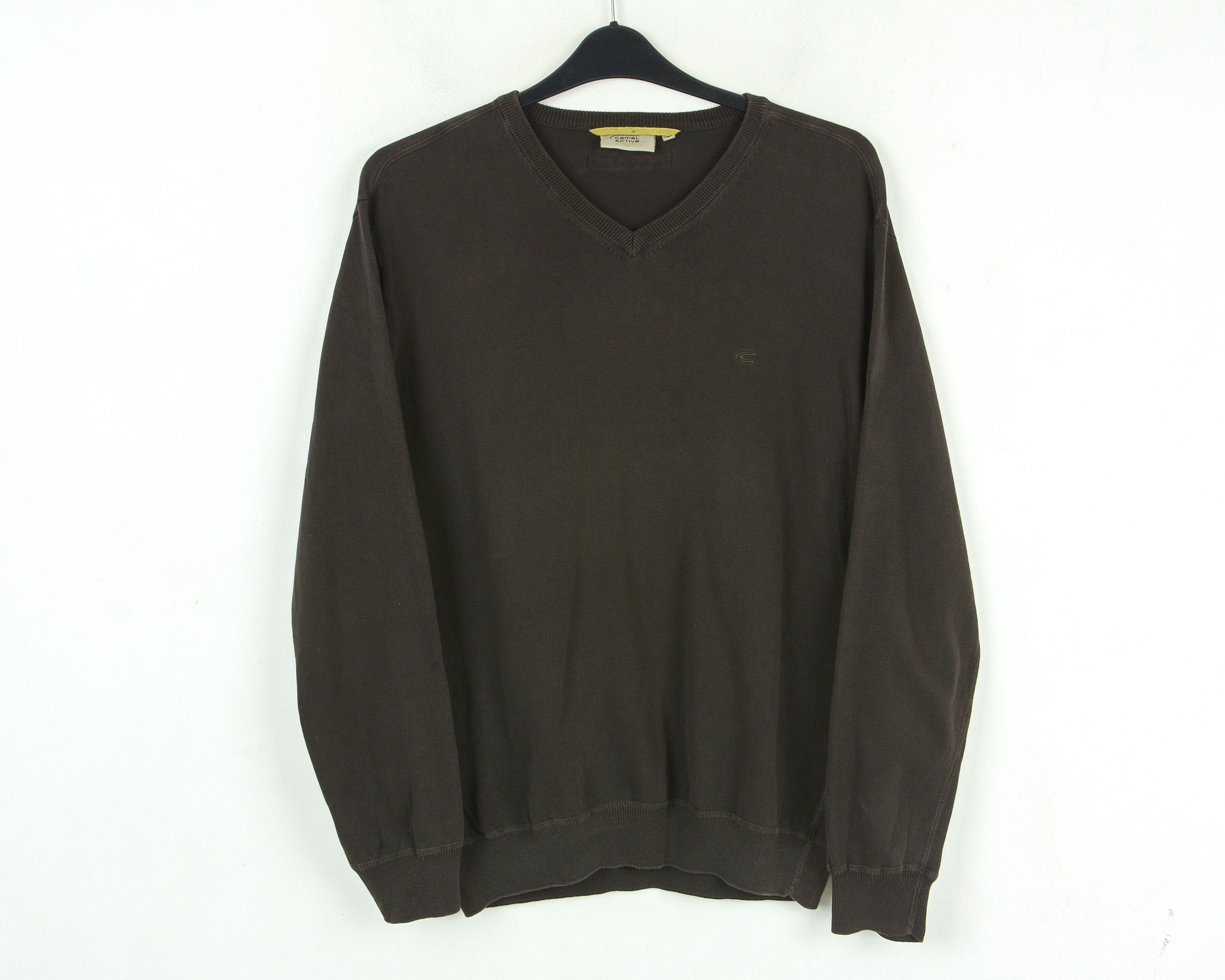 camel active Jumper V-Neck L Pullover Cotton Sweater Knitted Brown Top Size US L / EU 52-54 / 3 - 1 Thumbnail