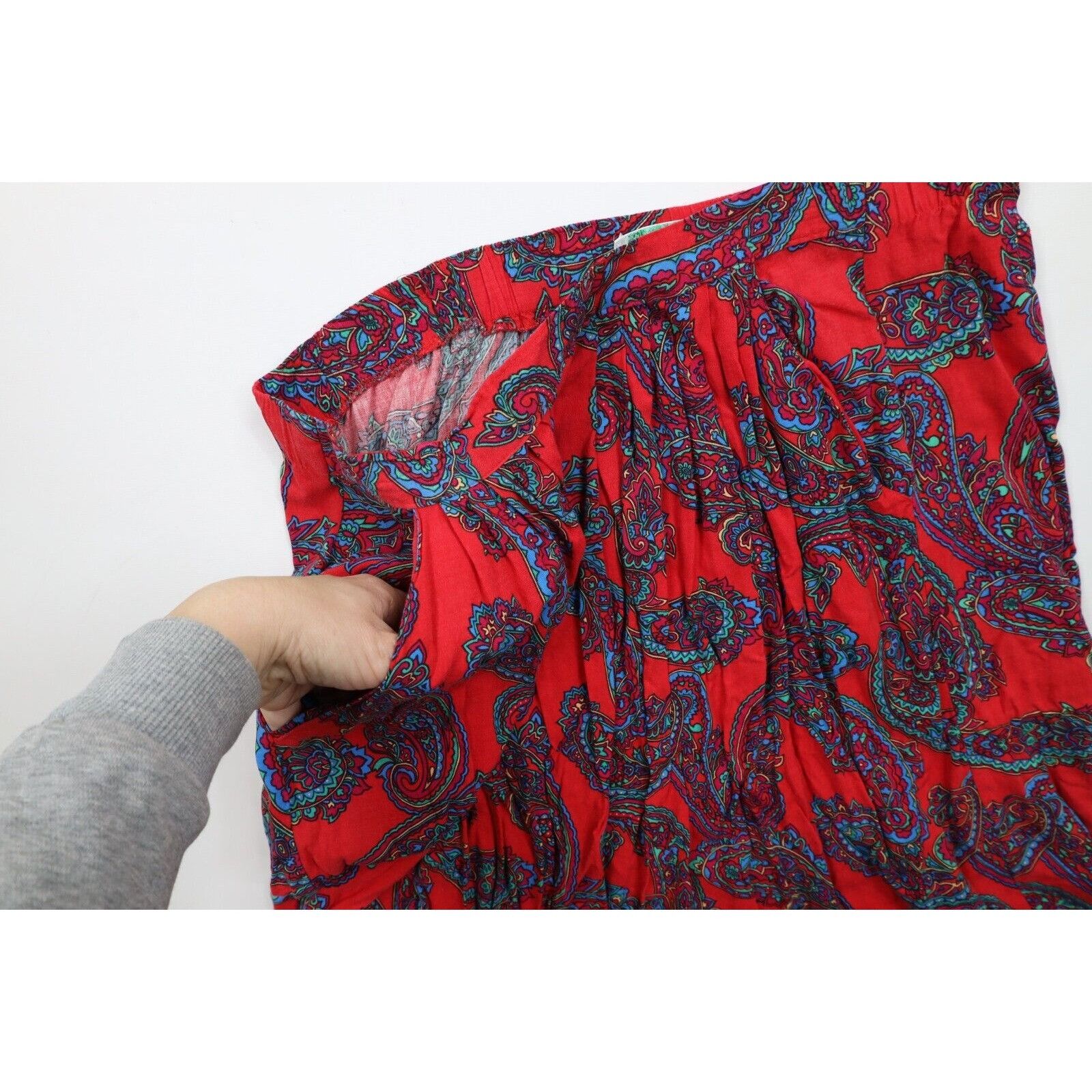 Vintage Vintage 90s Streetwear Rayon Rainbow Paisley Pleated Skirt Size 38" / US 16 / IT 52 - 5 Thumbnail
