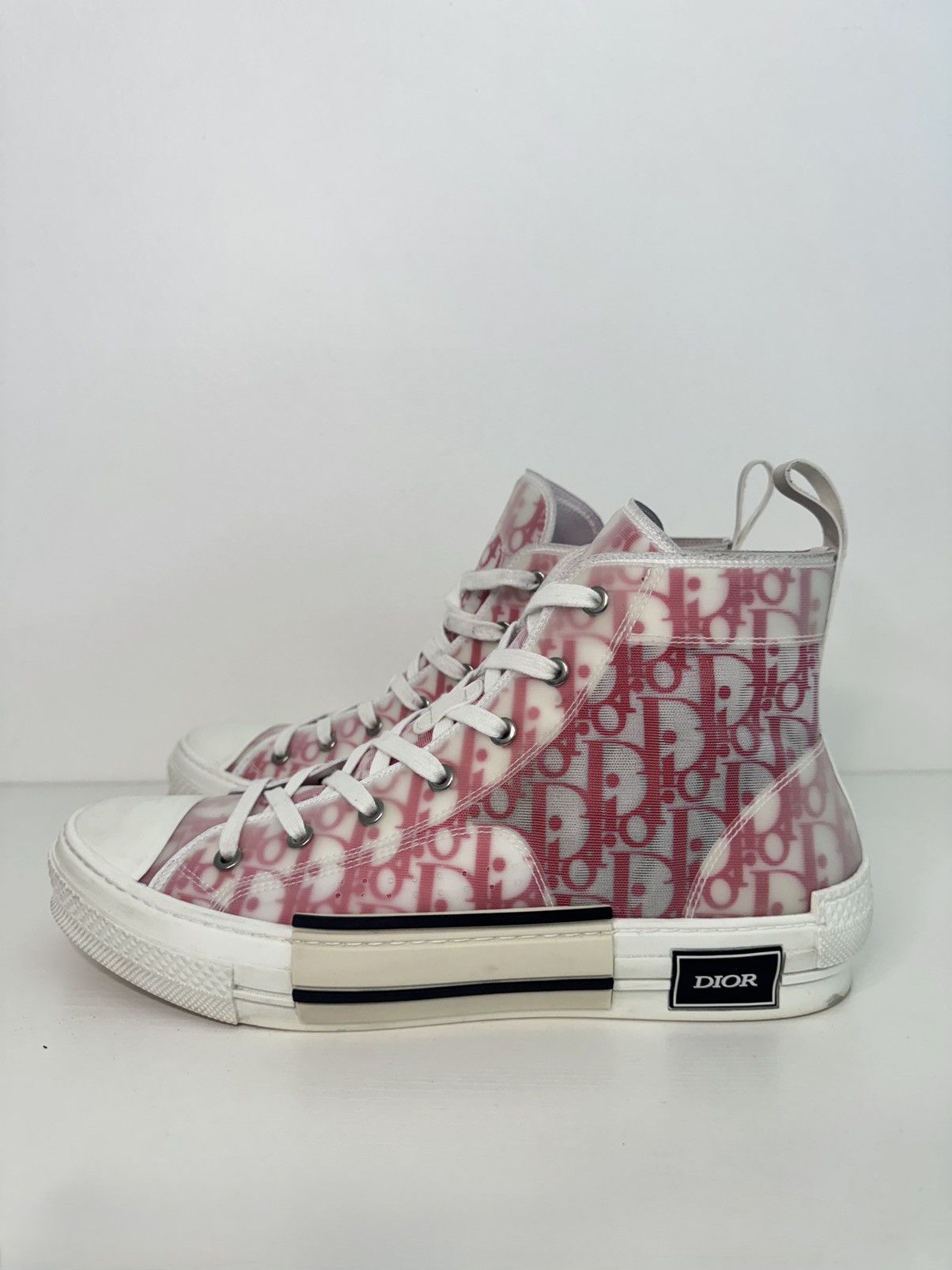Dior Dior B23 Pink Oblique High-Top Sneakers Sz 11 Size US 11 / EU 44 - 3 Thumbnail