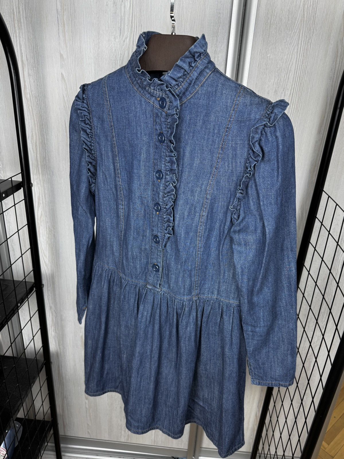 See by Chloe SEE BY CHLOÉ Ruffled Trimmed Denim Mini Dress sz 38 Size XS / US 0-2 / IT 36-38 - 7 Thumbnail