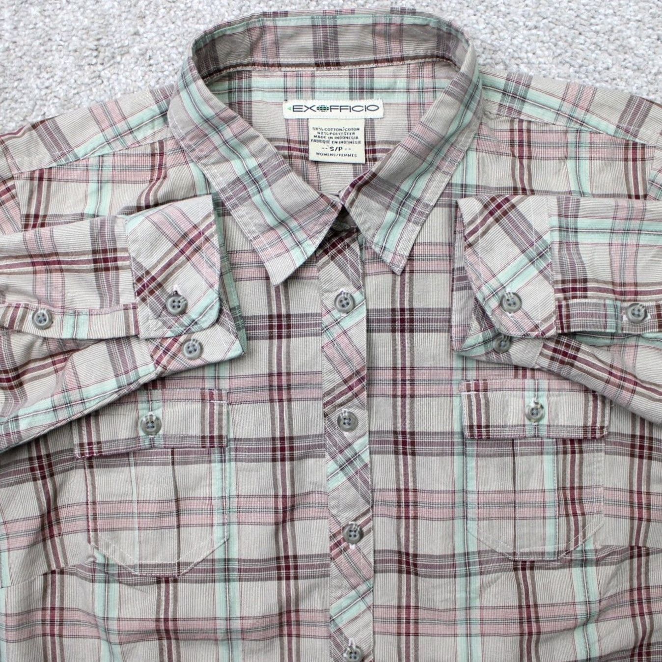 ExOfficio ExOfficio Shirt Womens Small Red/Green/Brown Cotton/Poly Long Sleeve Pullover Shirt Size S / US 4 / IT 40 - 2 Thumbnail