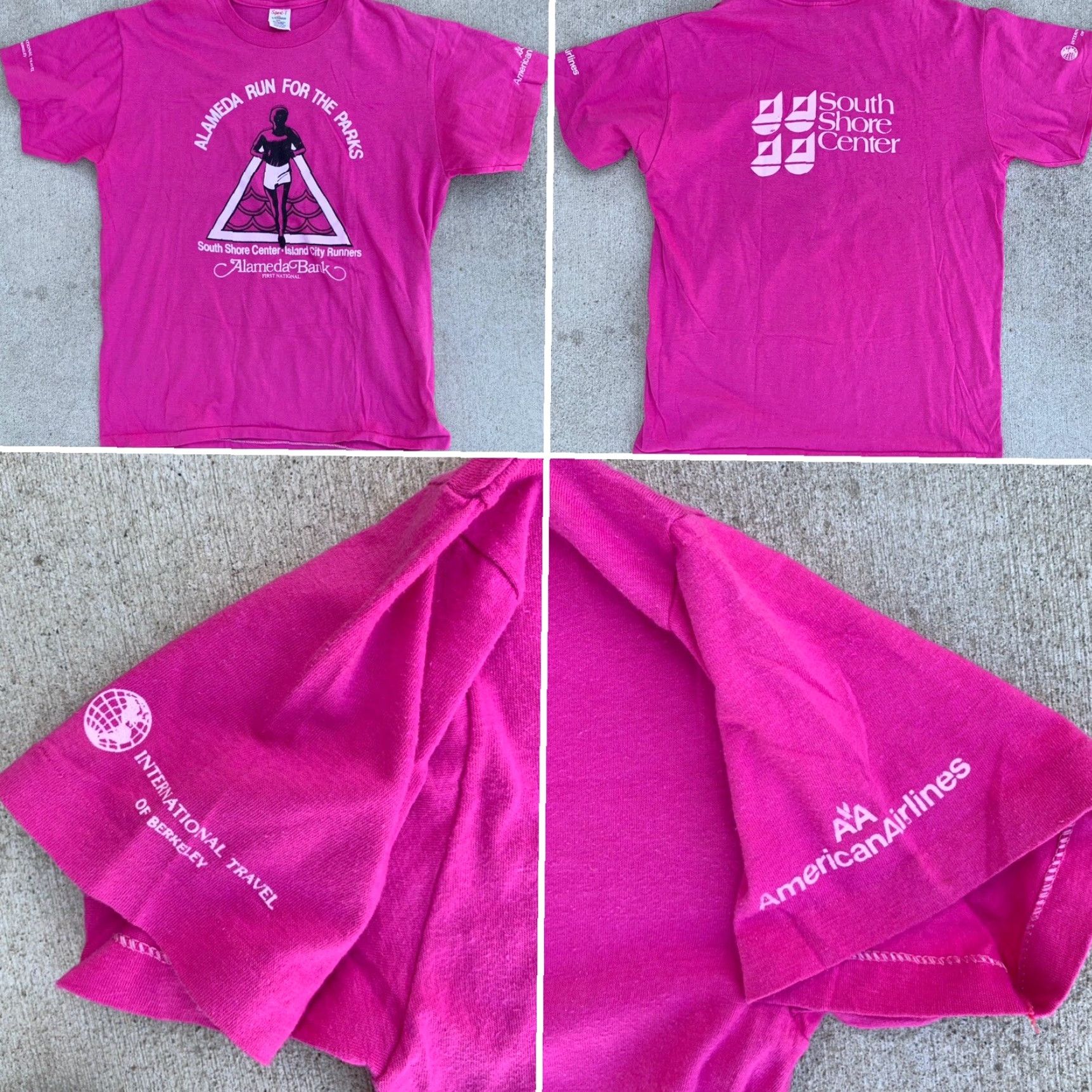 Vintage VINTAGE Alameda Run for the Parks T-Shirt Sport-T by Stedman L 80s 1980s Pink Short Sleeve Graphic Tee Unisex Large 42-44 Made in USA Size US L / EU 52-54 / 3 - 6 Thumbnail