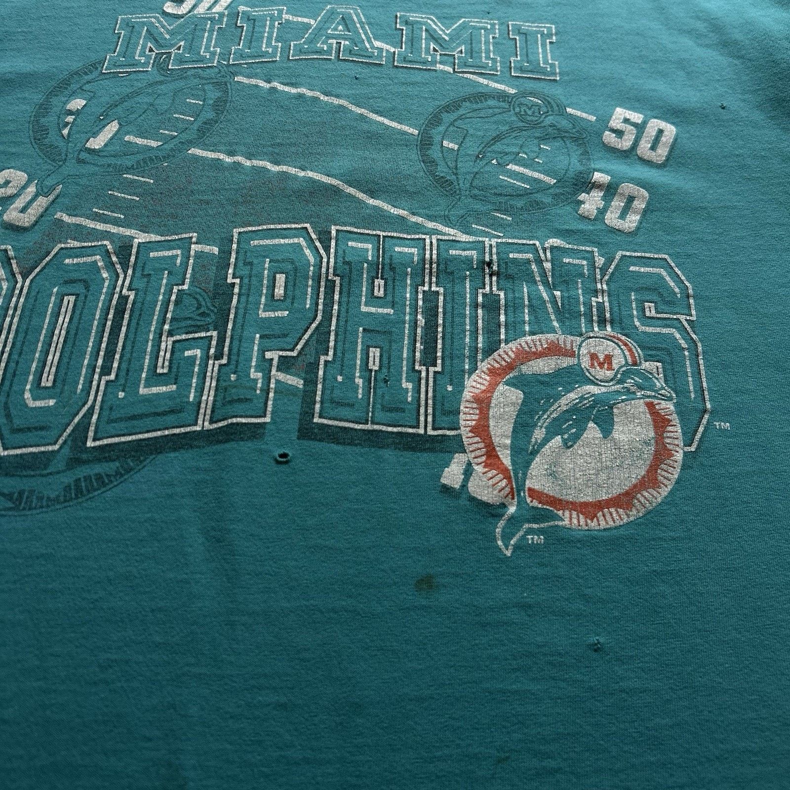 NFL Vintage 90s Miami Dolphins T-Shirt XL NFL Logo Distressed Size US XL / EU 56 / 4 - 3 Thumbnail