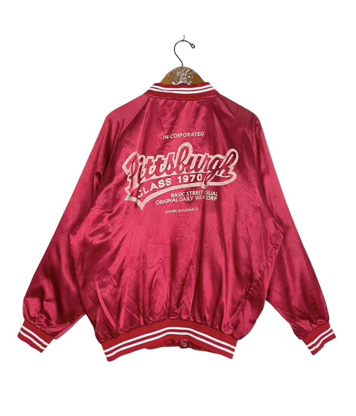 Atomic Vtg Atomic Banana Co Pittsburgh Satin Bomber Jacket Big Log Size US M / EU 48-50 / 2 - 1 Thumbnail