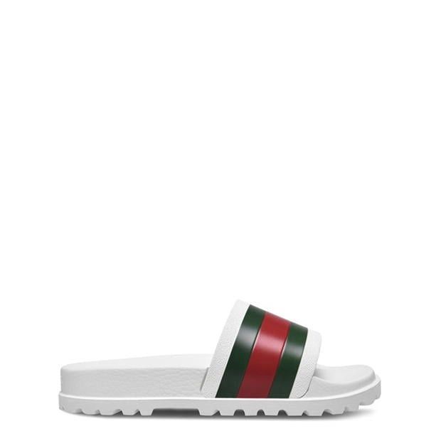 GUCCI Men'S Web Rubber Slide Sandals