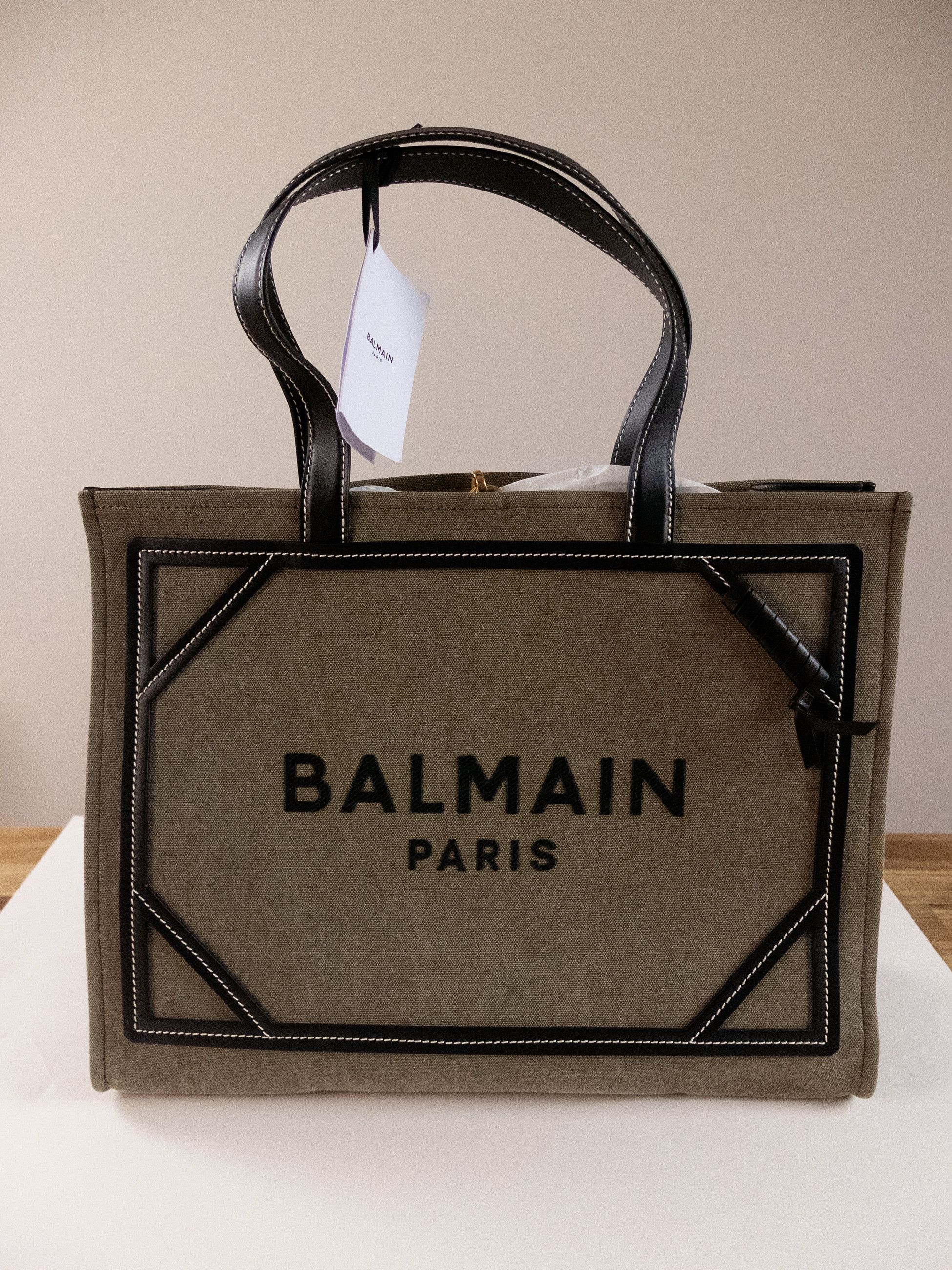 Balmain BALMAIN B Army 42 khaki black green canvas leather tote bag Size ONE SIZE - 8 Thumbnail