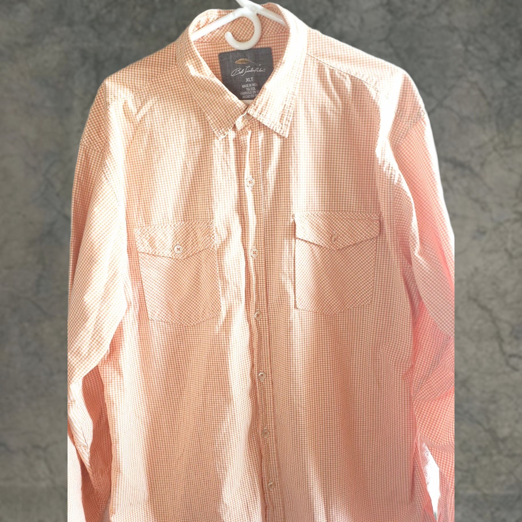 Vintage Bob Timberlake Shirt Mens XLT Orange White Check Long Sleeve Button Up Size US XL / EU 56 / 4 - 1 Thumbnail