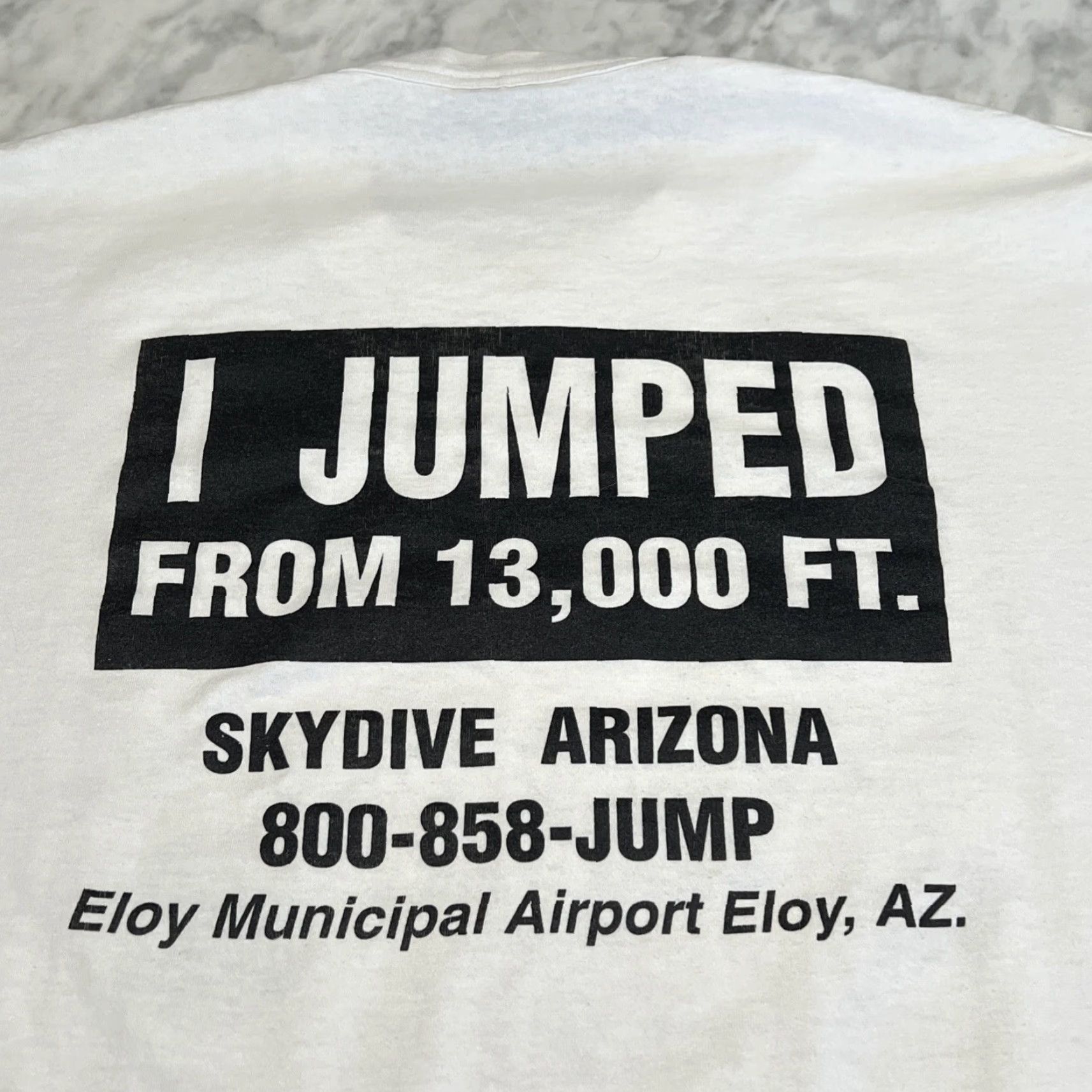 Fruit Of The Loom VINTAGE 1990s Skydive Arizona I Jumped From 13000 Feet T Shirt XL White Men Graphic Tee Personalized 1st Jump Single Stitch Size US XL / EU 56 / 4 - 3 Thumbnail