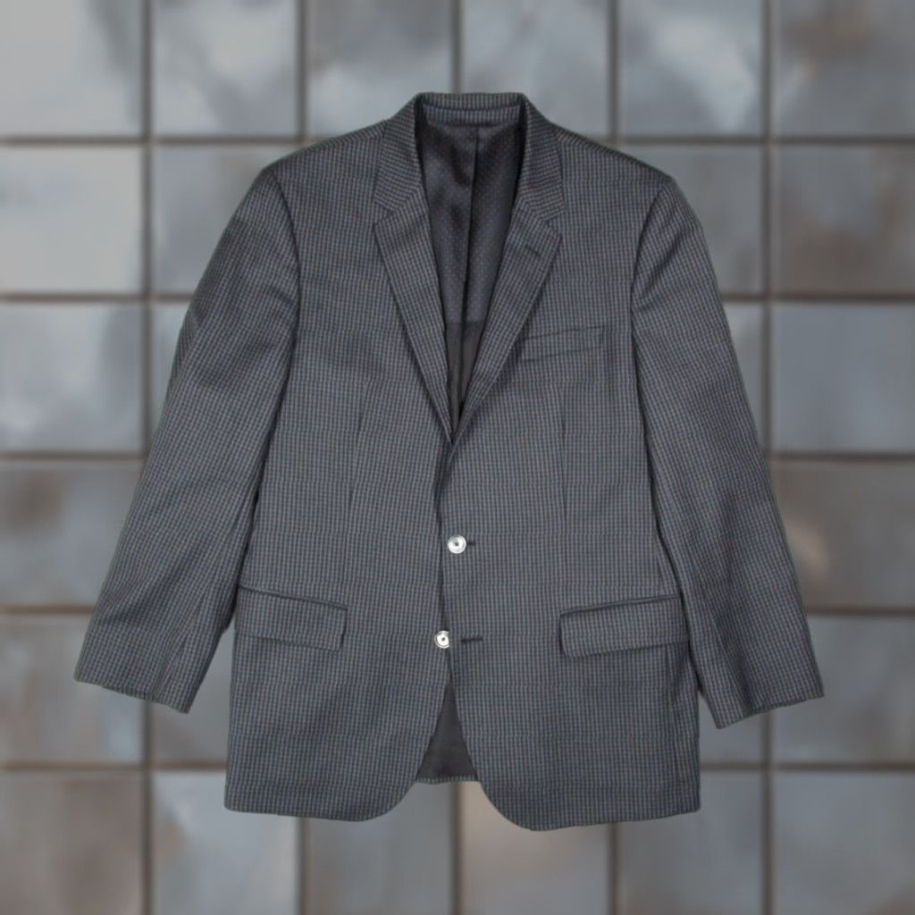 Hugo Boss HUGO BOSS Blazer Mens 42 Regular Gray Wool 2 Button Single-Breasted Notch Lapel Jacket - Made in Croatia Size 42R - 1 Thumbnail