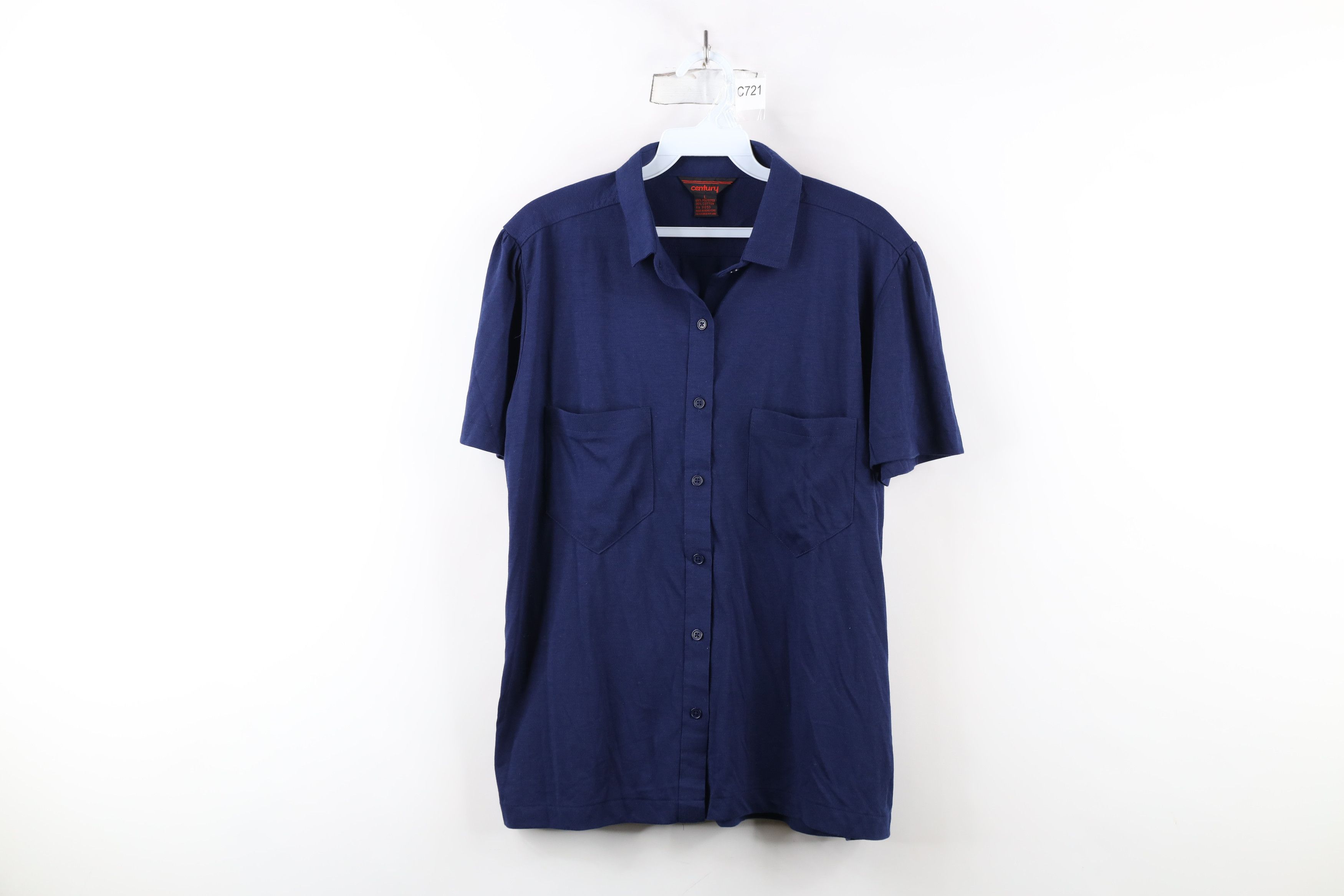 Vintage Vintage 70s Streetwear Blank Knit Short Sleeve Button Shirt Size L / US 10 / IT 46 - 1 Thumbnail