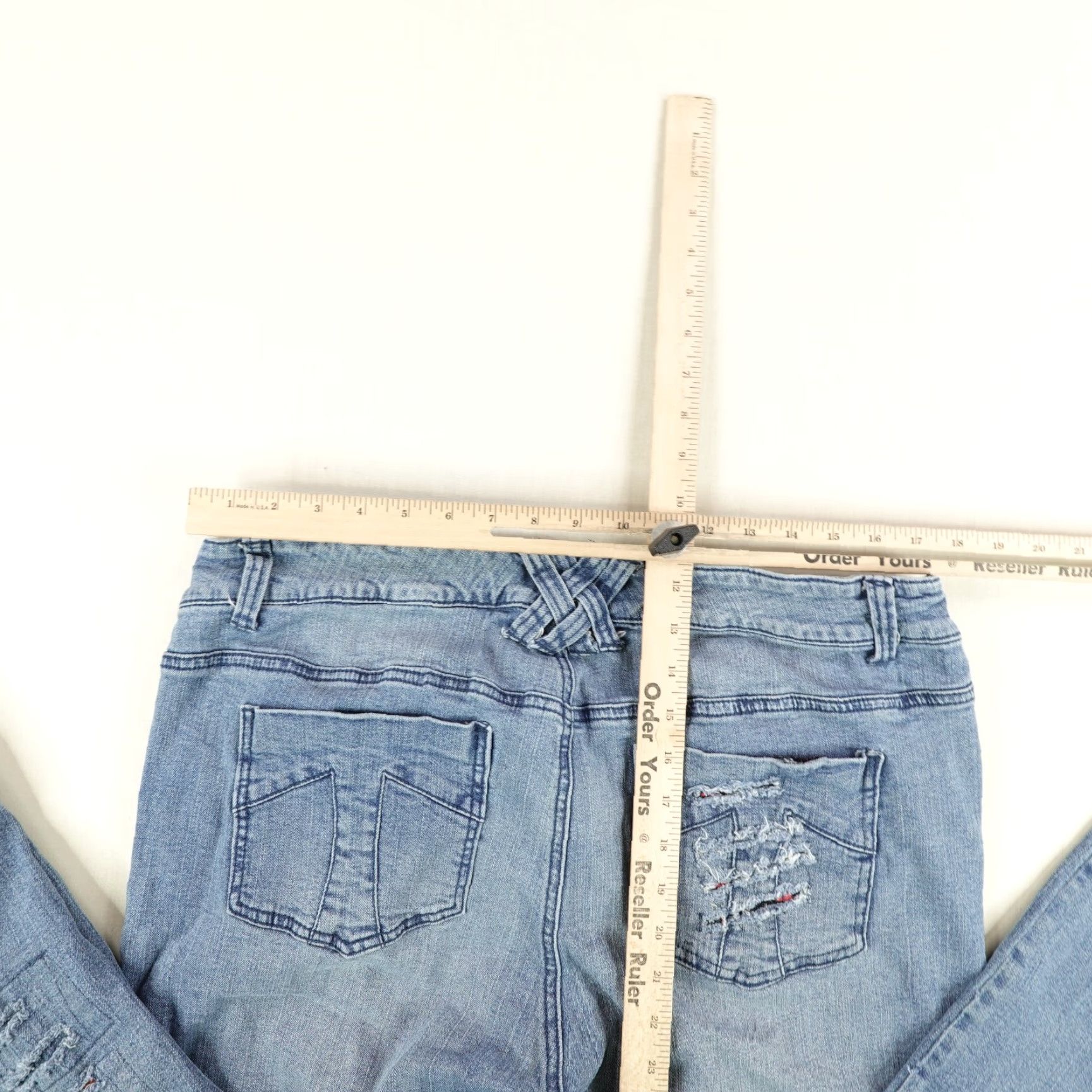 Trippen VINTAGE Tripp NYC Jeans Womens 18 Slim Fit Distressed Denim Goth Punk Cotton Blend Blue 2000s Size 35" - 7 Thumbnail