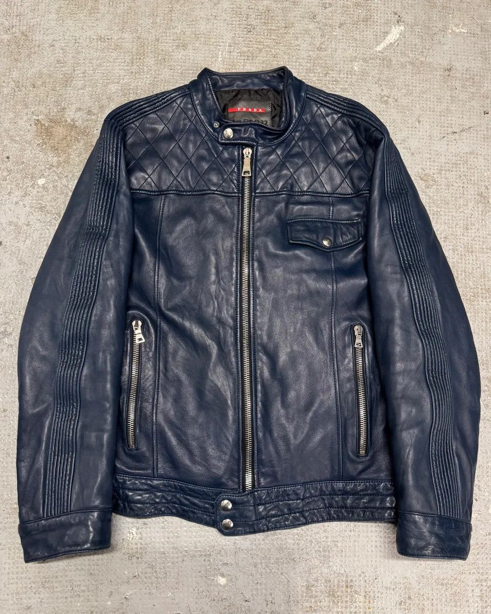 Archival Clothing × Prada × Vintage 2000s Prada Biker Navy Leather 