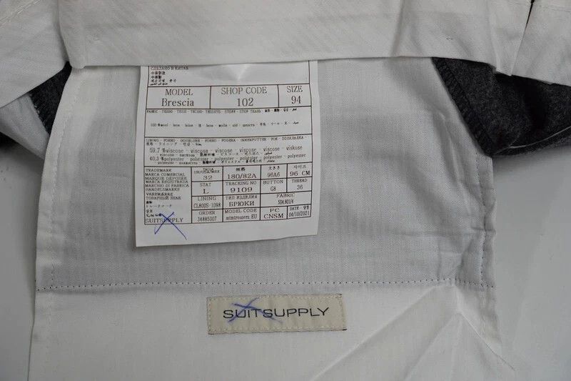Suitsupply Men Suitsupply Brescia Trousers Flannel Wool Grey 94 US38L Size 38L - 5 Thumbnail