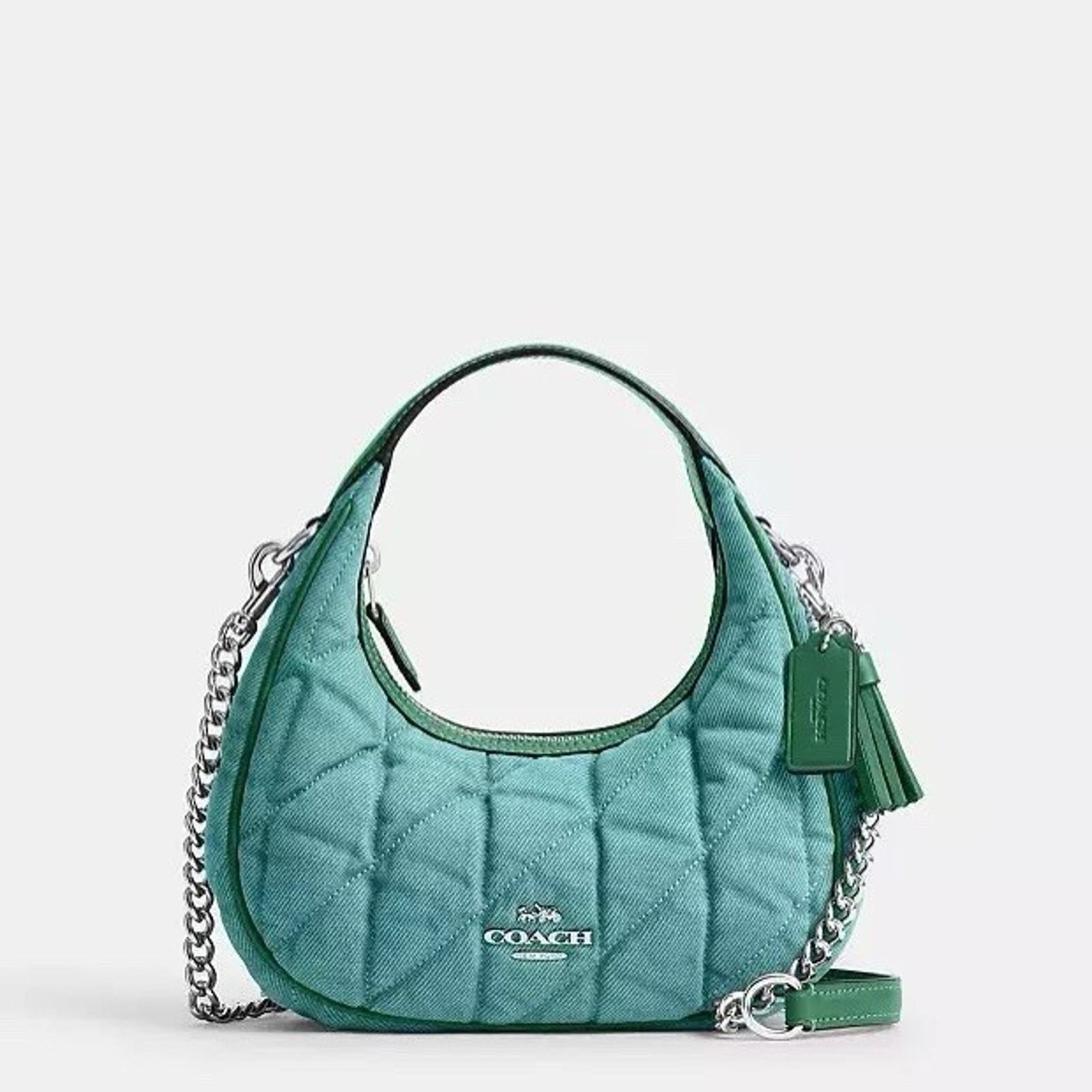 Coach NWT Coach Carmen Mini Crossbody Bag CBR11 Denim Sv/Ivy/Green Size ONE SIZE - 8 Thumbnail
