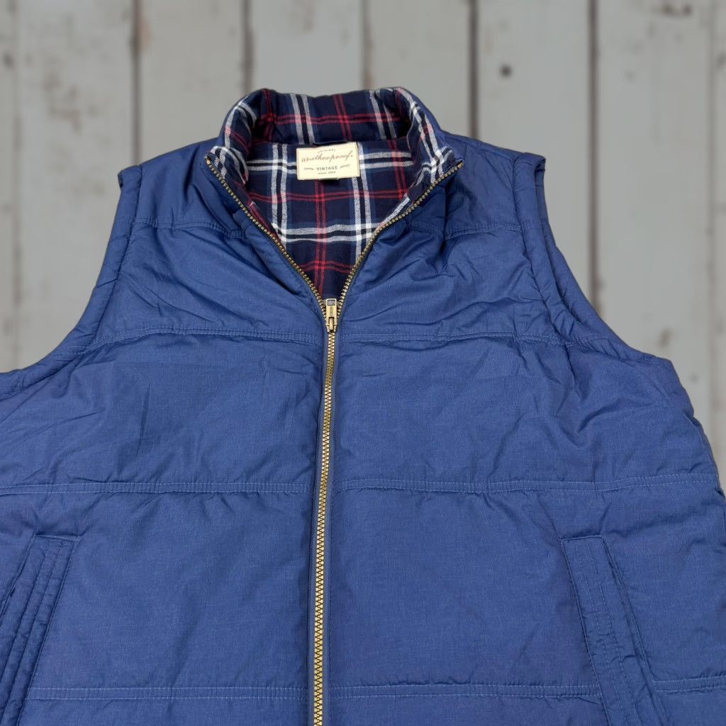 Weatherproof VINTAGE Weatherproof Mens XL Blue Puffer Quilted Vest Zip Lined Collared Stand-Up Pocketed Denim? Size US XL / EU 56 / 4 - 1 Thumbnail