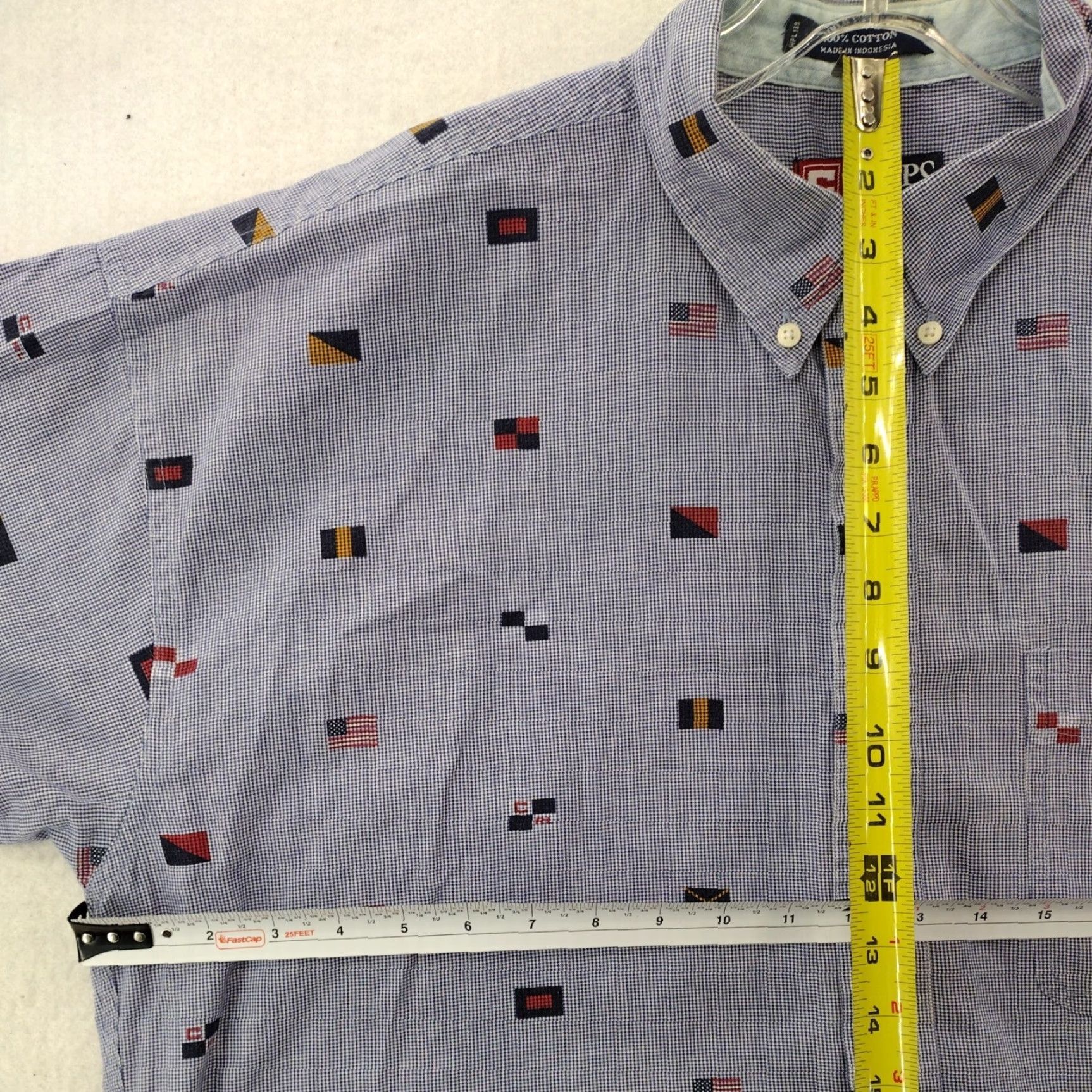 Chaps VINTAGE Chaps Ralph Lauren Shirt Men's Blue Large Flags All Over Button Up 90s Size US L / EU 52-54 / 3 - 4 Thumbnail