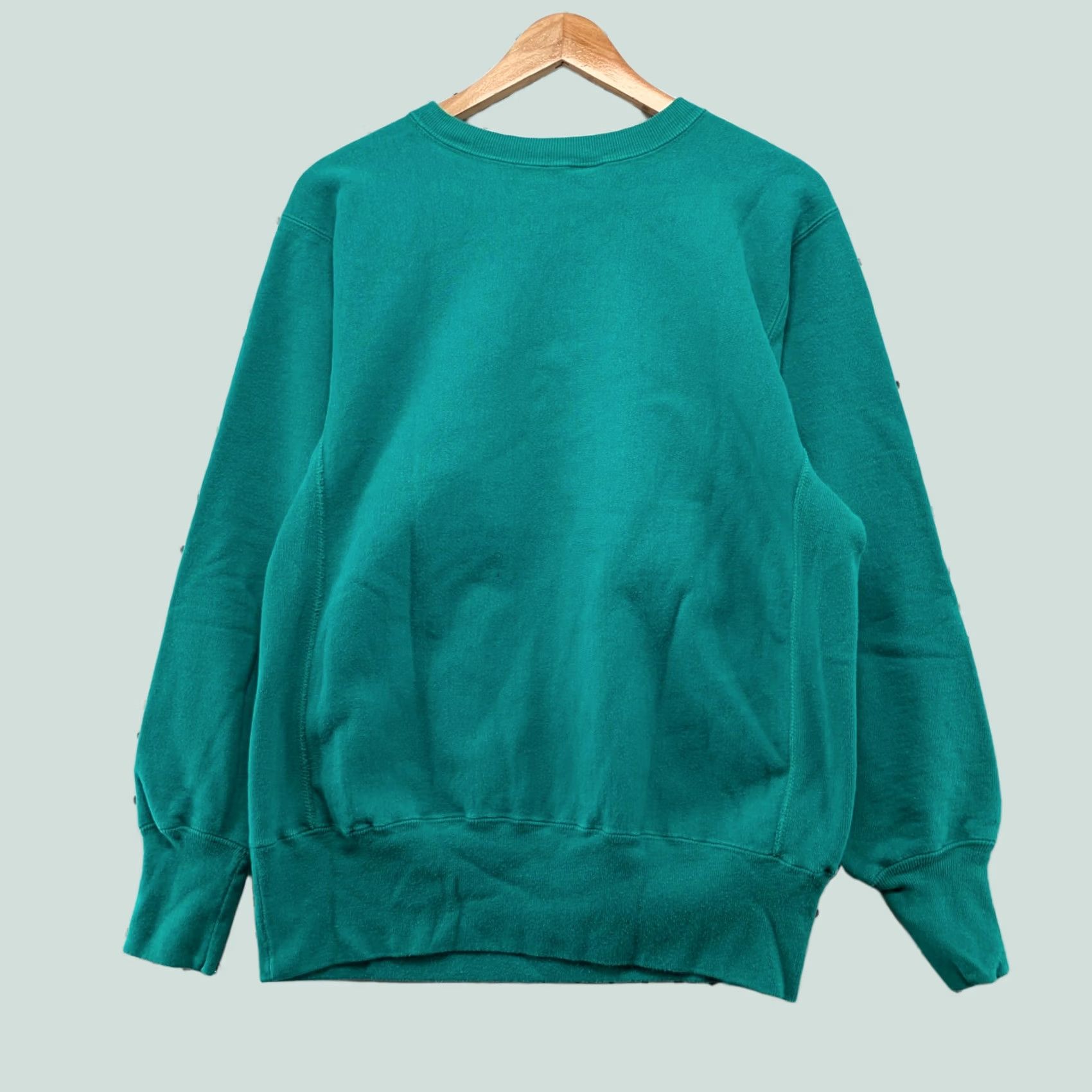 Champion VINTAGE Champion Reverse Weave Sweatshirt Mens L Teal USA 90s Heavyweight Pullover Crew Neck Long Sleeve Cotton Blue (Shirt) Size US L / EU 52-54 / 3 - 1 Thumbnail