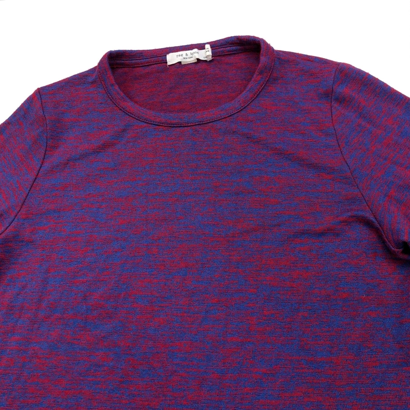 Rag & Bone Rag & Bone Large Red Blue Knit Women's Crew Neck Pullover Sweater Rayon Size L / US 10 / IT 46 - 2 Thumbnail