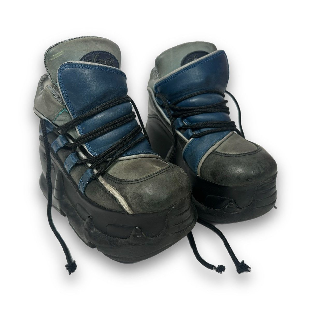Late 90's Blue Leather Lace-up Platform Swear London Shoes