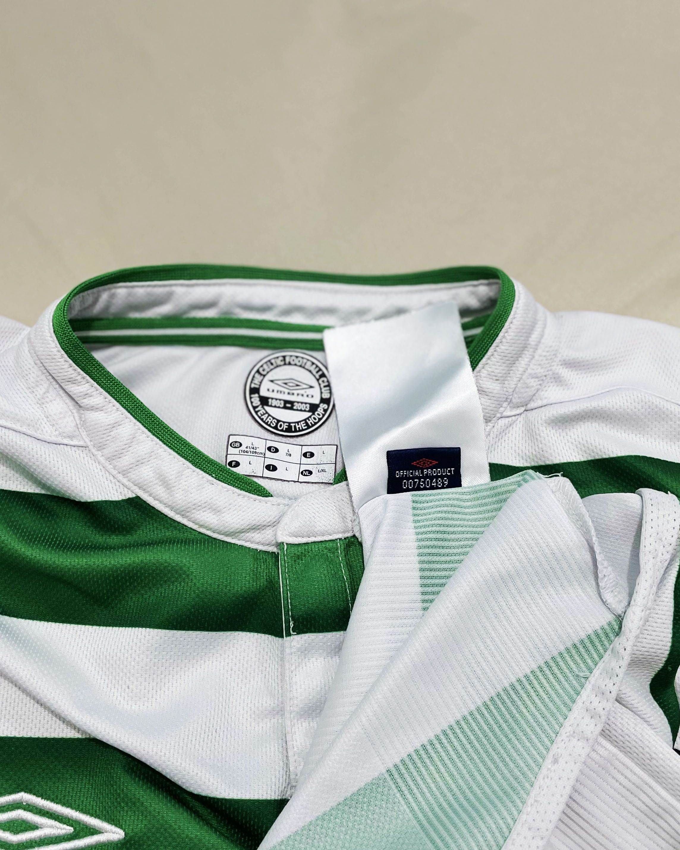 Umbro Celtic FC Home Kit 2003 2004 Size US L / EU 52-54 / 3 - 5 Thumbnail
