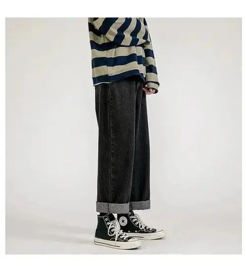 Japanese Brand Black Color Straight-leg Denim Pant Size US 29 - 4 Thumbnail