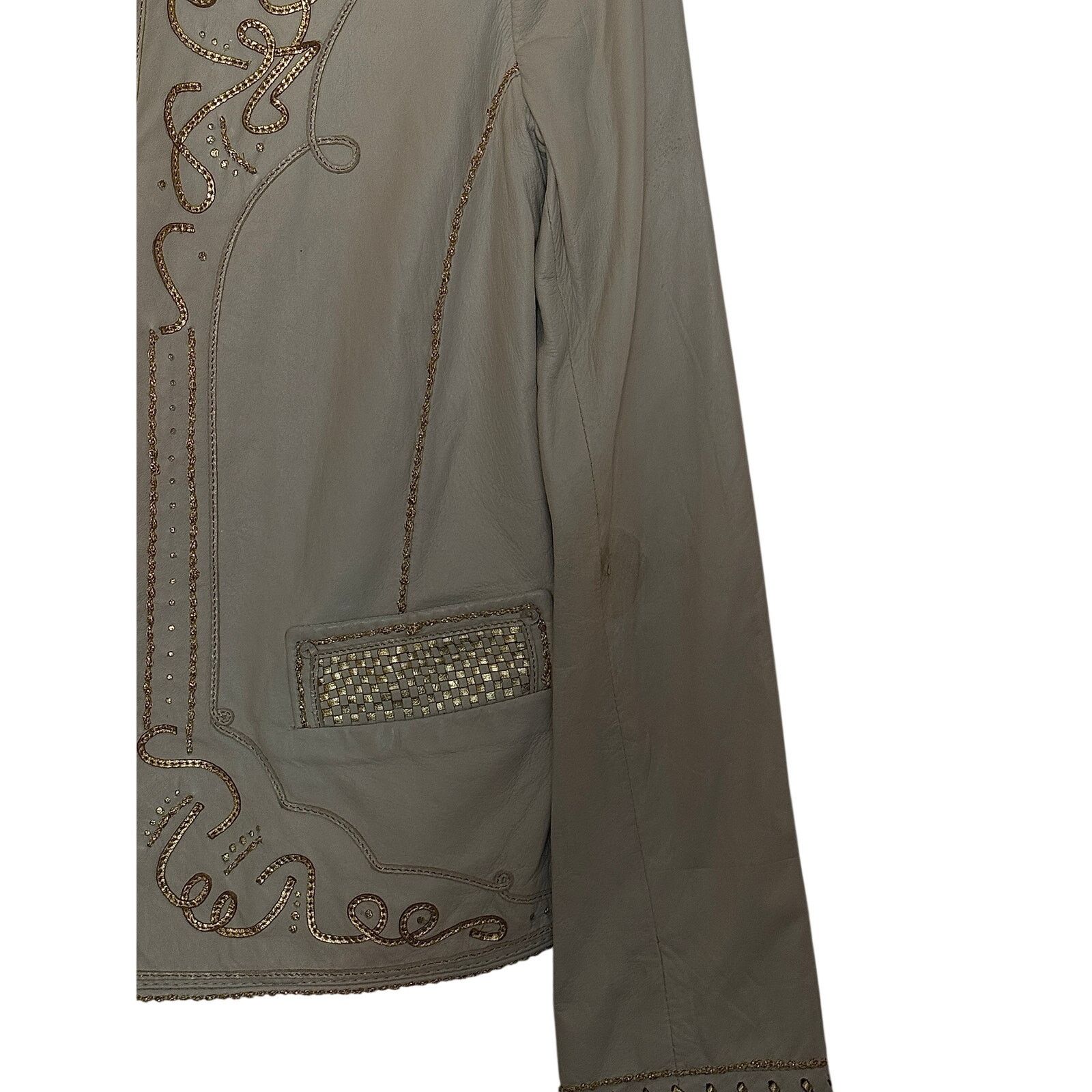 Roberto Cavalli ROBERTO CAVALLI Women Leather Jacket Beige Size S / US 4 / IT 40 - 7 Thumbnail