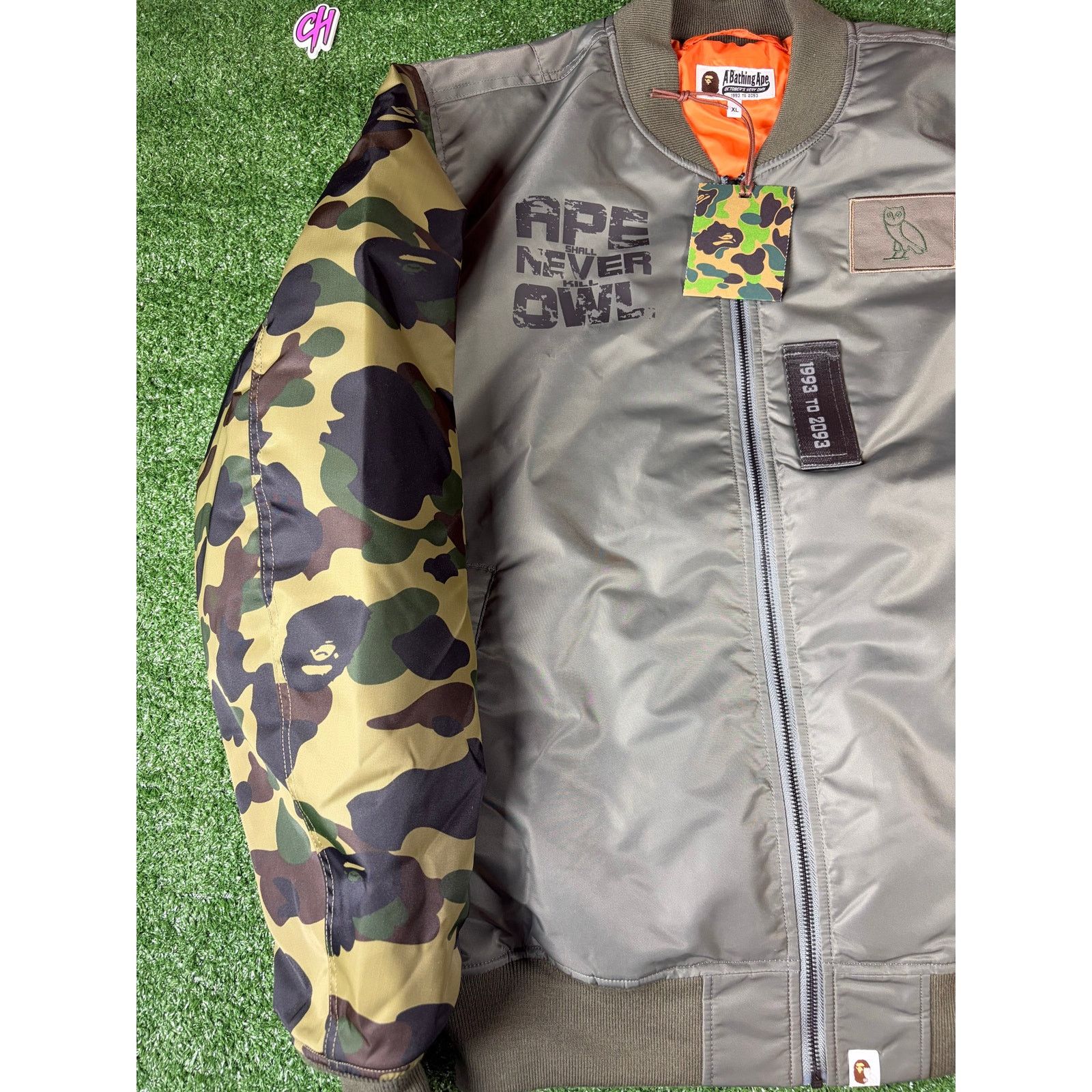 Bape Bape X OVO Dark Green MA-1 Bomber Jacket Size Large Size US L / EU 52-54 / 3 - 5 Thumbnail