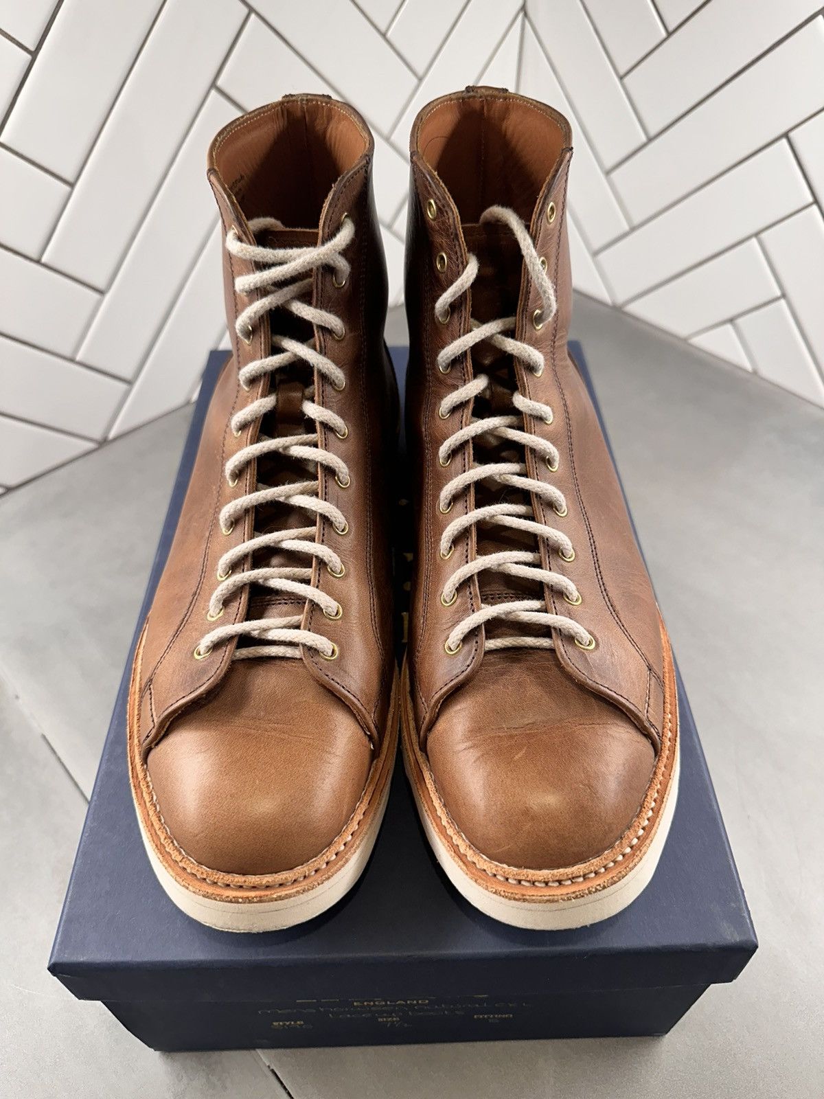 image of Trickers Monkey Boot Natural Horween Cxl in Brown Tan, Men's (Size 7.5)